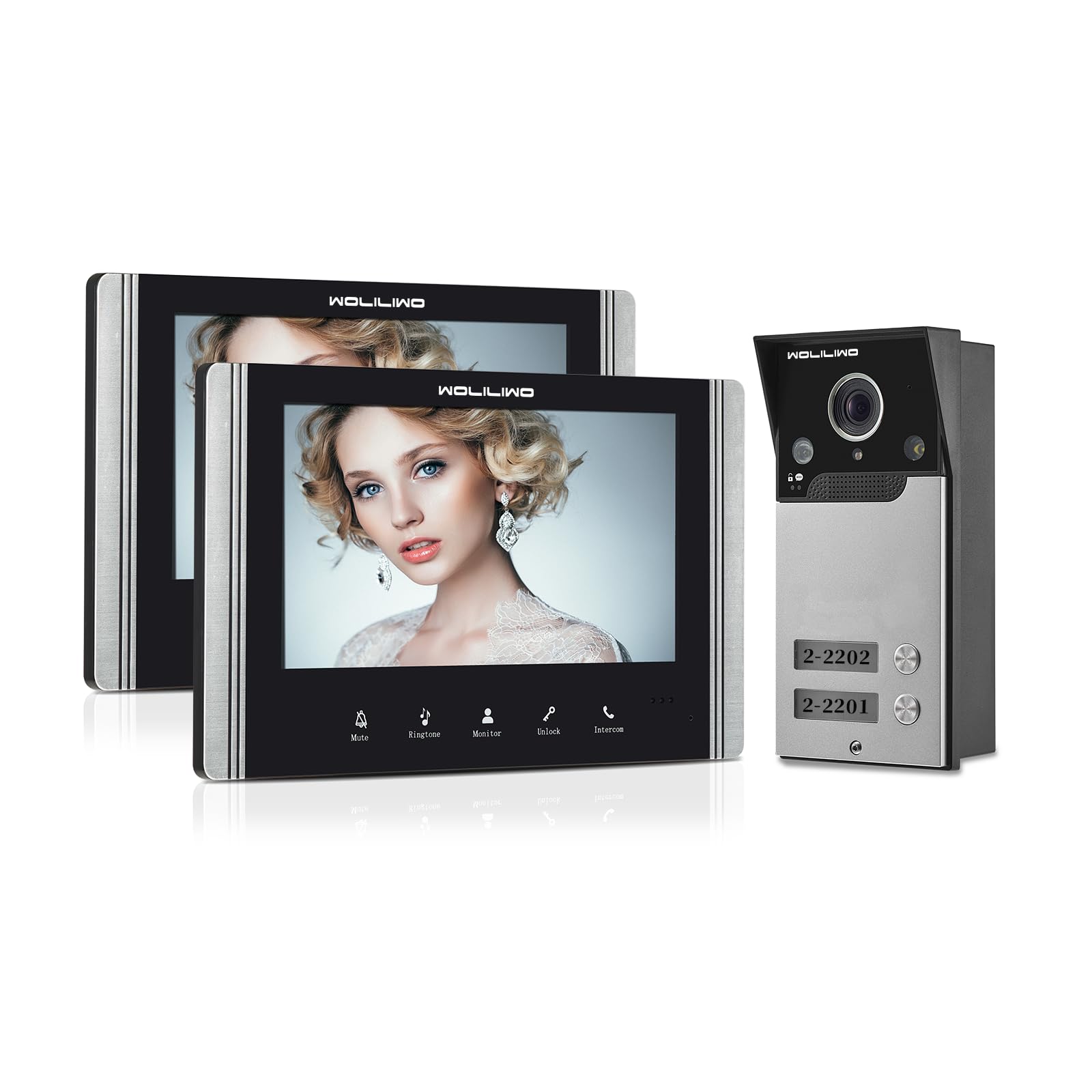 Woliliwo Wired Video Intercom System, 7 Inch Ring Video Doorbell With Ir Night Vision Support Remote Unlock, Dual Way Intercom F