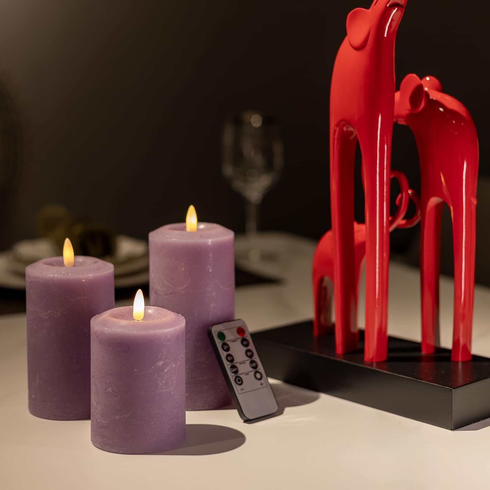 Angelloong Real Wax Led Candles Flickering, Flameless Battery Operated Candle With Remote, Pillar Electric Timer Candles For Hom