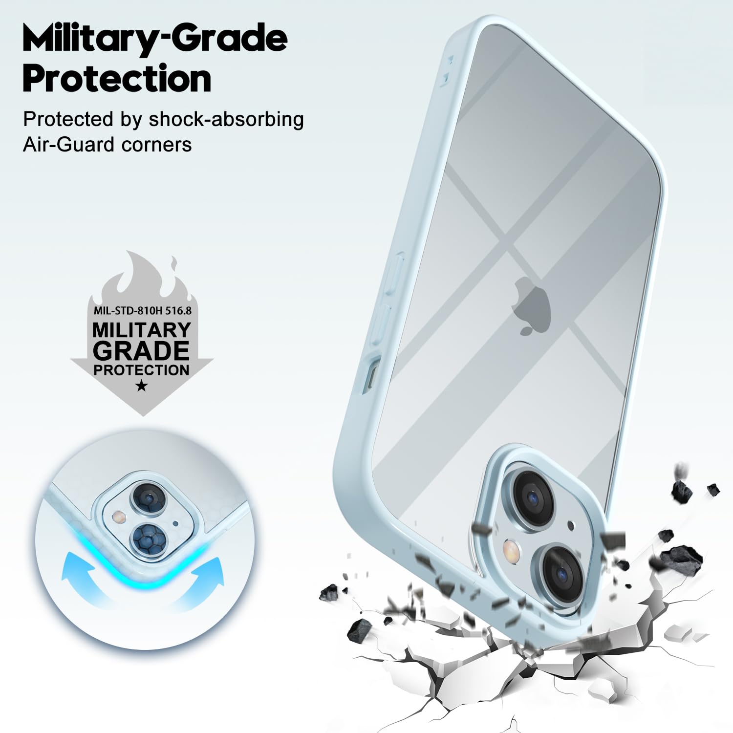 Loeoel For Iphone 15 Case Clear, Transparent Hybrid 15 Phone Case [Hard Plastic & Soft Silicone Bumper] Acrylic Non Yellowing Th