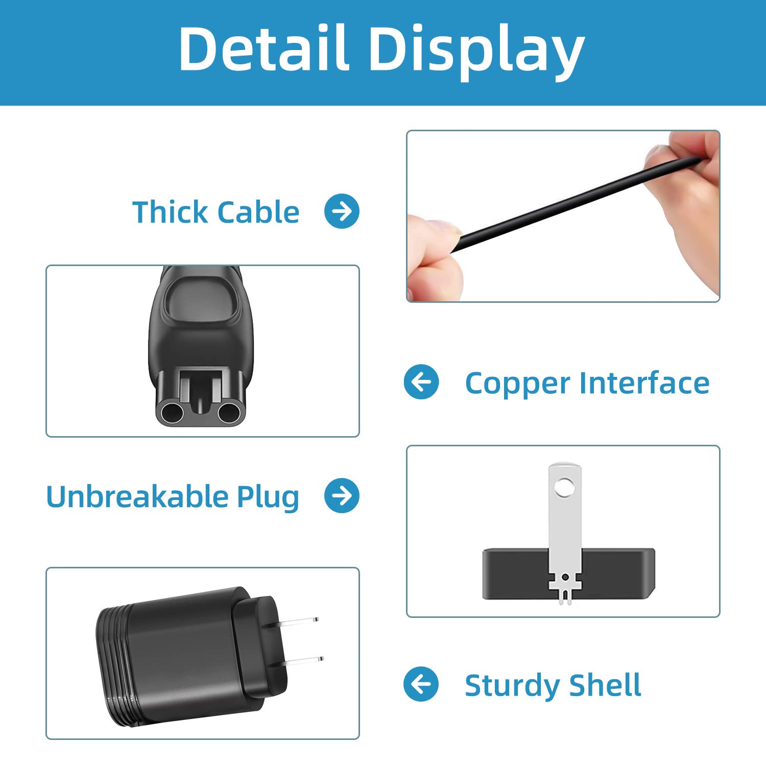Charger Cord For Philips Norelco   Philips Hq8505 Power Cord (Compatible With Philips Norelco 7000 5000 3000 9000 2000 2300 Mg77