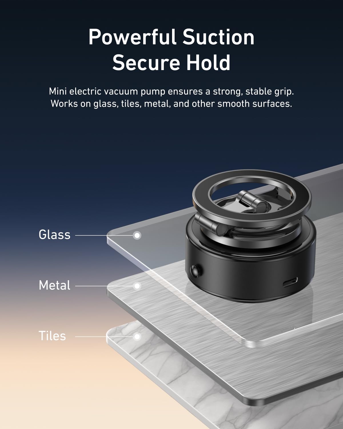 Telesin Electric Magsafe Car Mount Vacuum Magnetic Car Phone Holder 105N 360 Reinforced Adjustable Swivel Lock, Suction Cup Phon