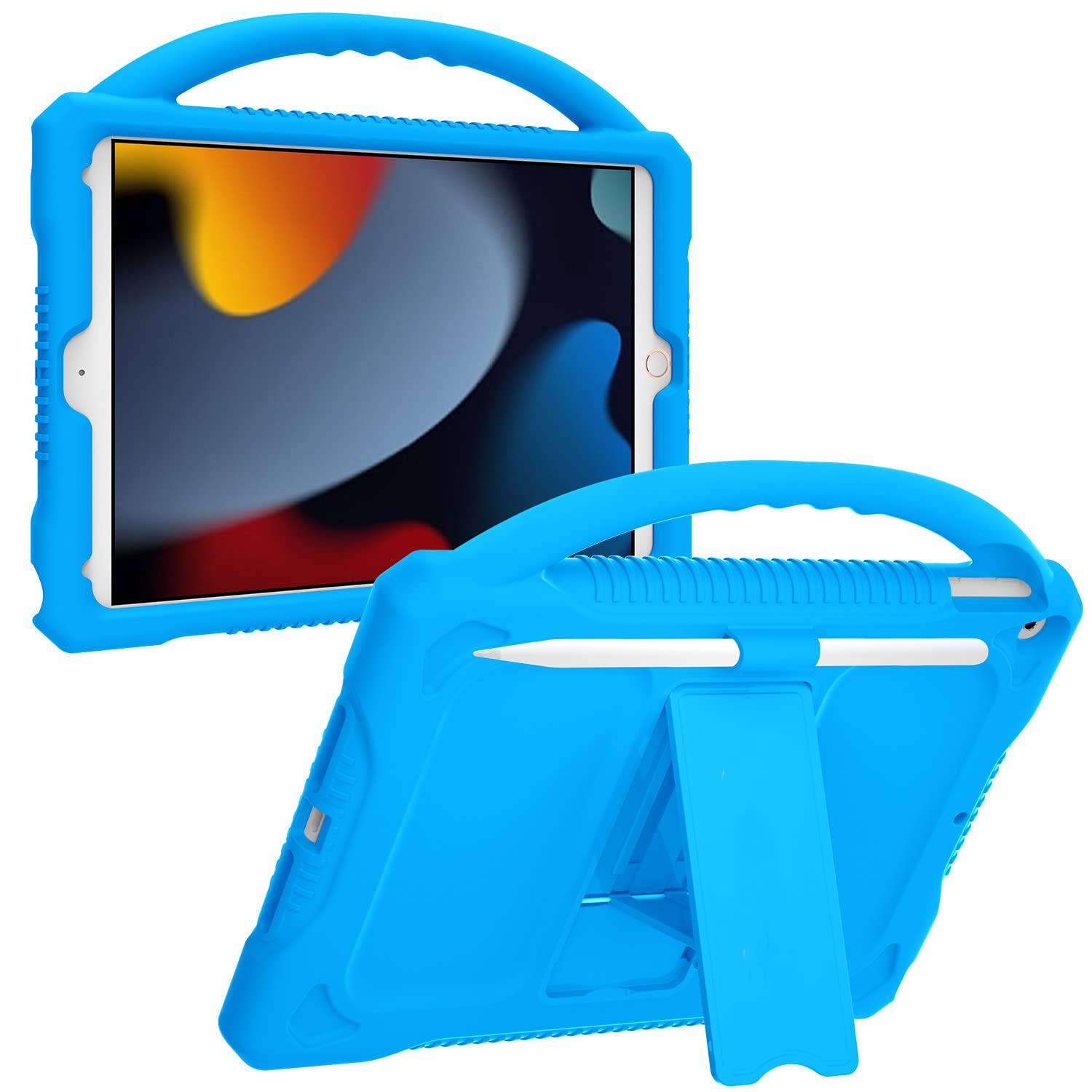 Joguiia Ipad 9Th 8Th 7Th Generation Case, Silicone Kids Case For Ipad 10.2 2021/2020/2019, Shockproof Case With Handle Stand For