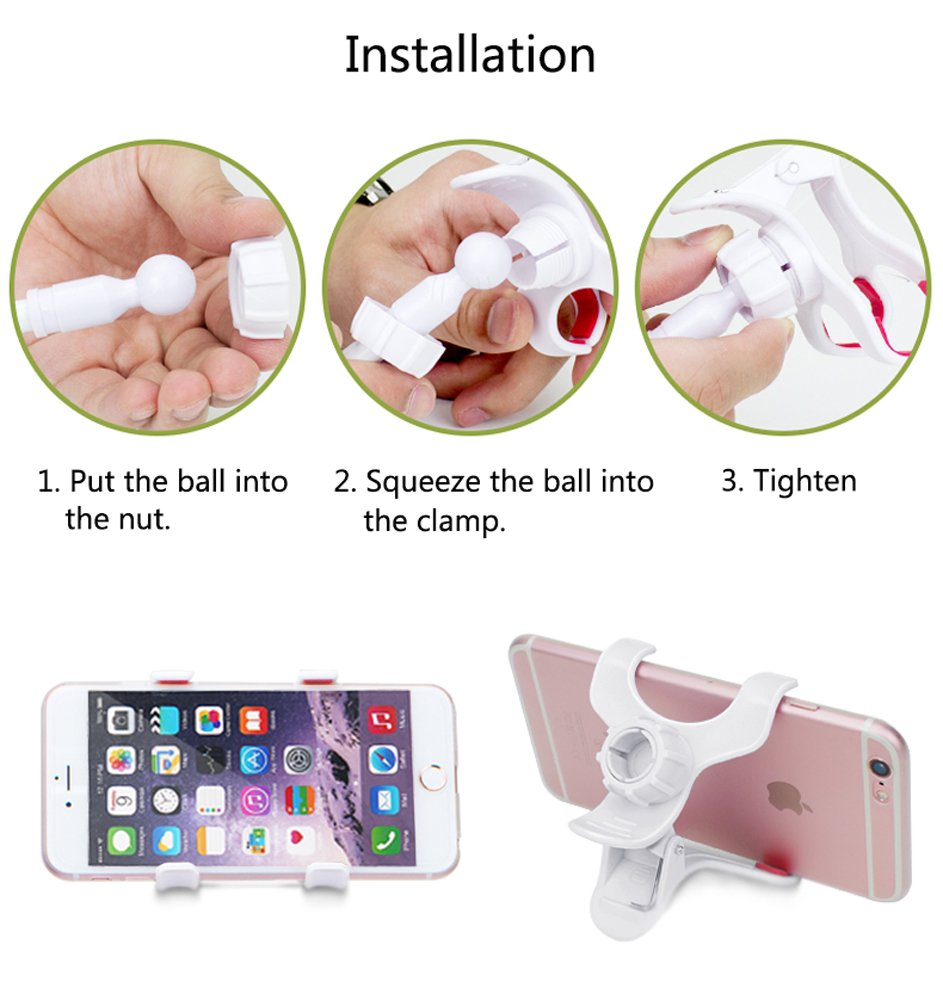 Zton Universal Cell Phone Holder, Universal Mobile Phone Stand, Lazy Bracket, Flexible Long Arms Clip Mount For Iphone, Lg, Etc.