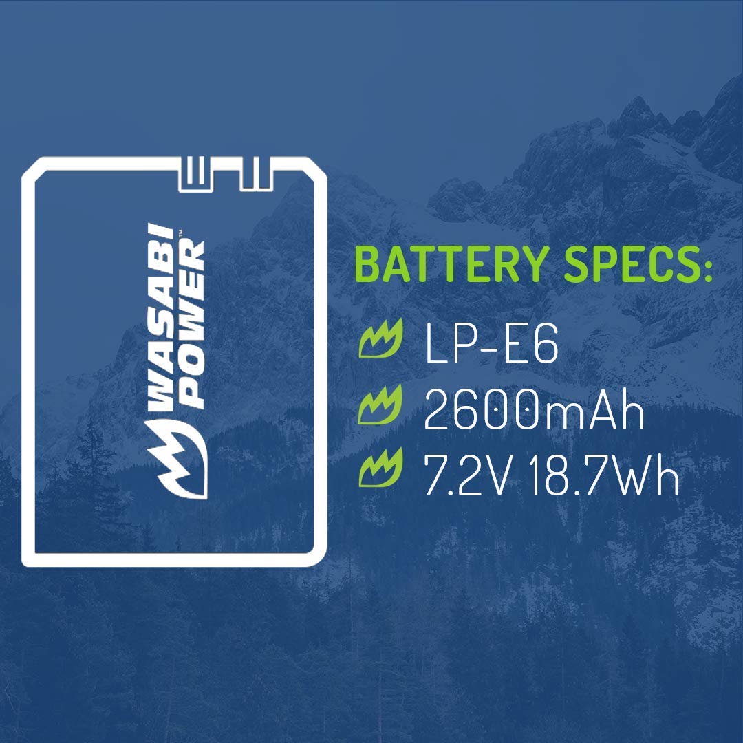 Wasabi Power Lp E6, Lp E6N Battery (2 Pack) For Canon Eos 5D Mark Ii/Iii/Iv, 5Ds, 5Ds R, 6D, 6D Mark Ii, 7D, 7D Mark Ii, 70D, 80