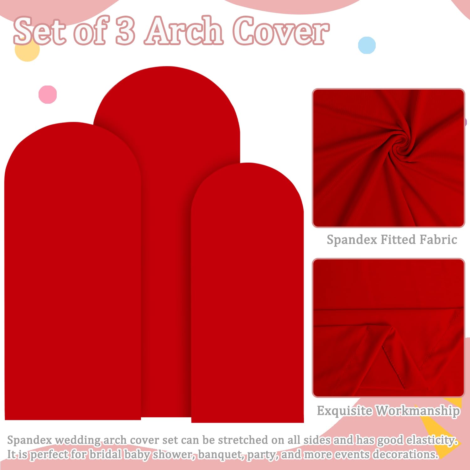 Fotsharer 7.2Ft 6.6Ft 6Ft Wedding Arch Cover Set Of 3 Lavender Arch Cover Backdrop Fabric Spandex Arch Backdrop Cover For Metal