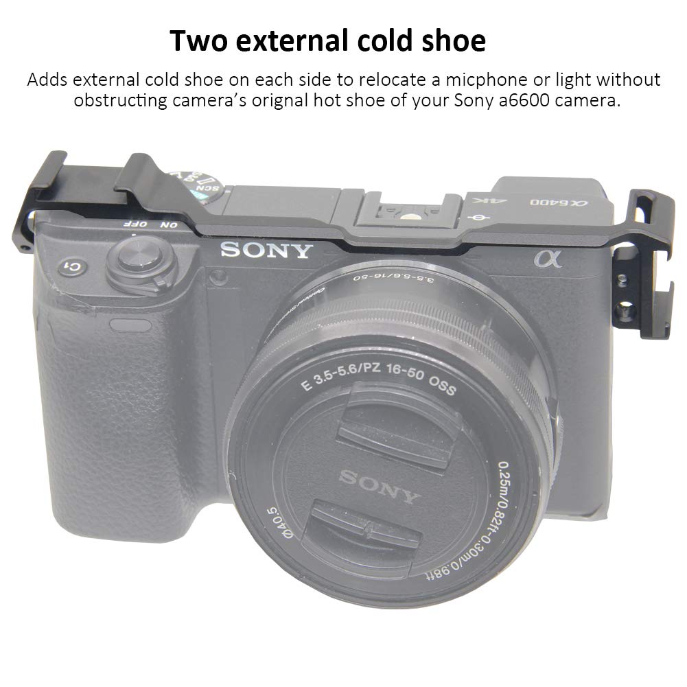 Dual Cold Shoe Adapter Relocation Plate, Easy Hood Microphone Extension Cold Shoe Mount Bracket For Sony Alpha A6400 Ilce 6400 C