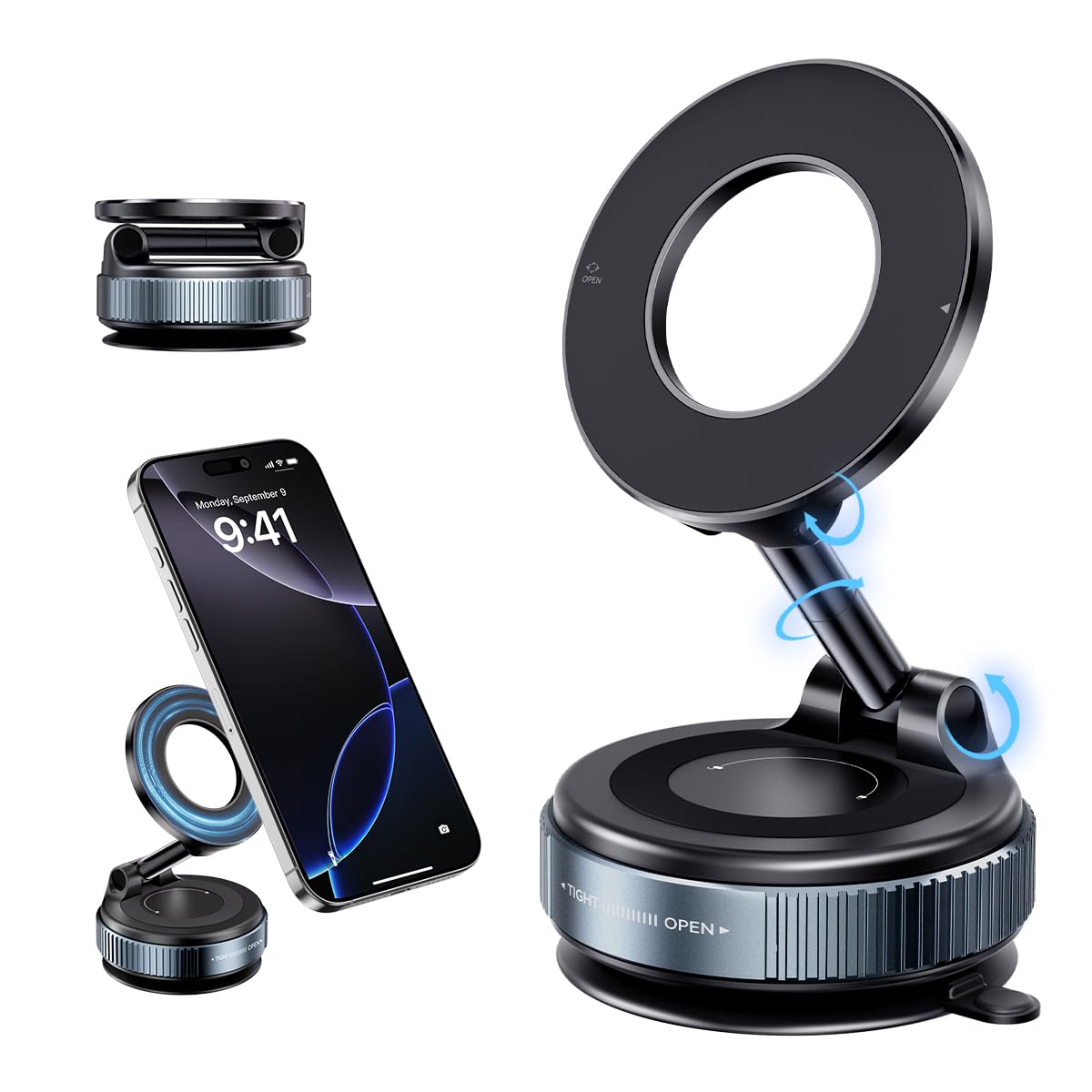 Xo Simple Is Beauty Vacuum Suction Magnetic Phone Holder, Strong Suction Magnetic Car Phone Holder Mount Foldable Phone Stand Fo