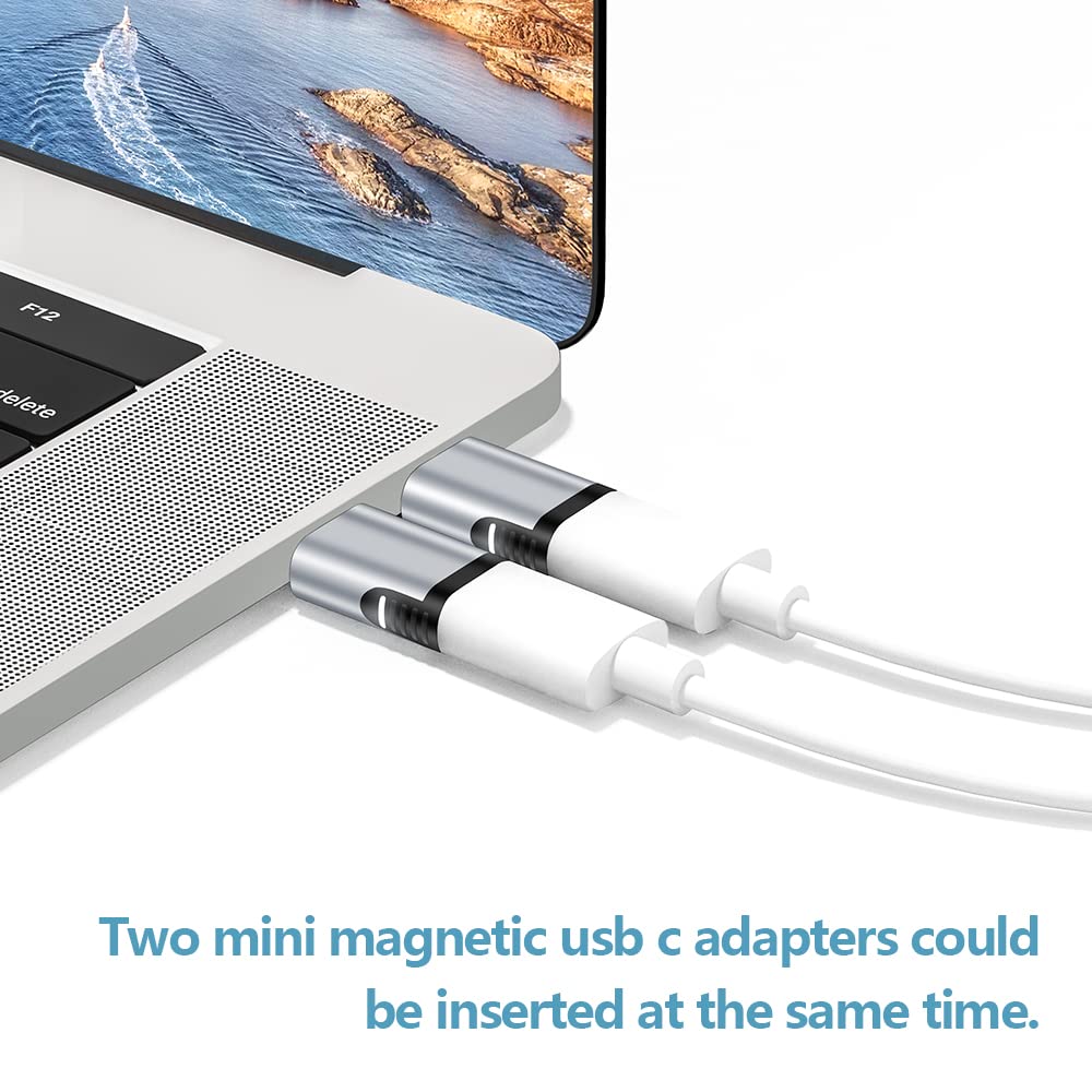 Sheeast Magnetic Usb C Adapter 2 Pack 24 Pin Mini Magnetic Usb C Adapter Connector Straight 100W Pd Fast Charge 20Gbs Data Trans