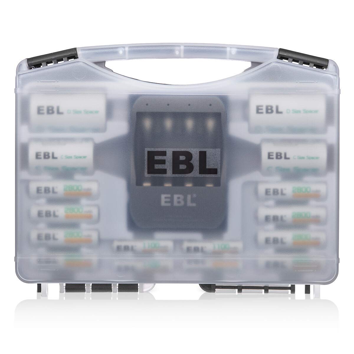 Ebl Black Batteries Box Include : Rechargeable 8 Aa Batteries + 4 Aaa Batteries + 40Min Iquick Battery Charger And 2Pcs C/D Conv