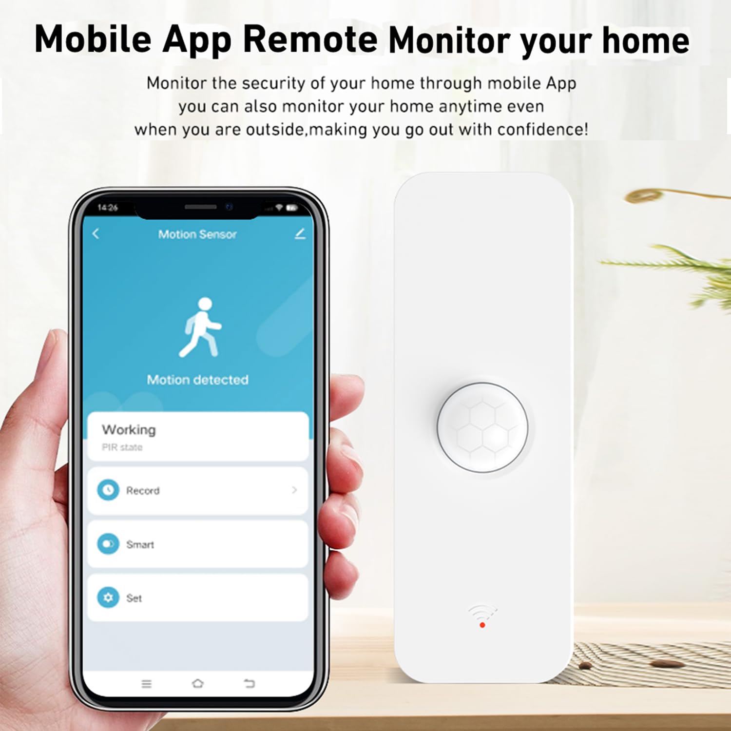Smart Pir Motion Sensor: Wifi Motion Detector With App Notification Alerts, Wireless Contact Sensor For Home Security And Smart