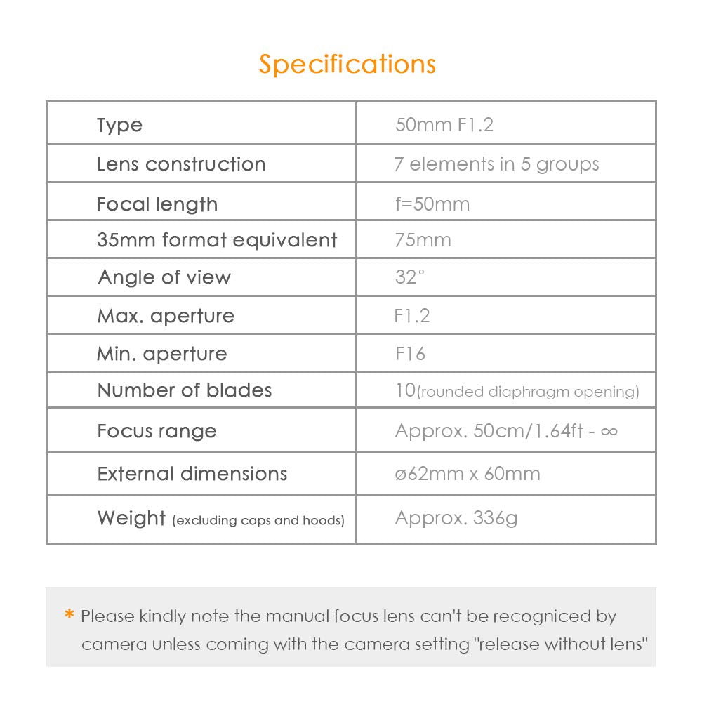 Ttartisan 50Mm F1.2 Aps C Manual Focus Large Aperture Fixed Focus Lens Silver For Canon M Mount Like M1 M2 M3 M6 M6Ii M10 M50 M100 M200