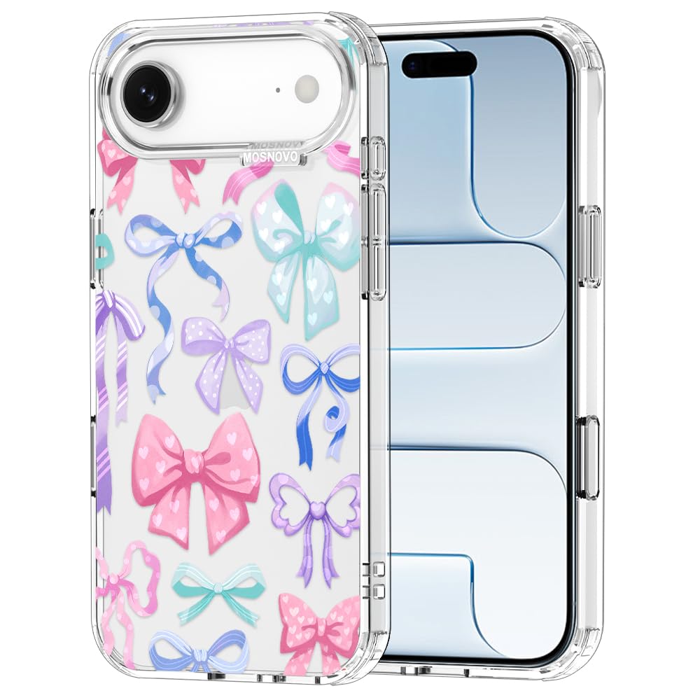 MOSNOVO for iPhone Air Case | Military Grade 6.6ft Drop Tested | Camera Control | Clear with Bows Design