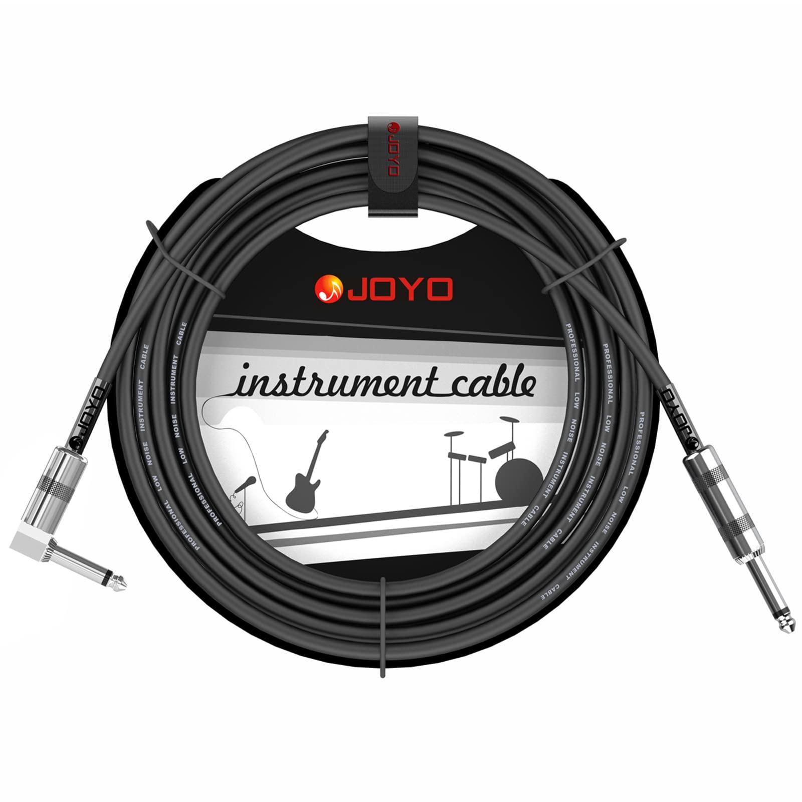 Joyo Bass Guitar Cable 15 Feet Professional Audio Instrument Cable 1/4 Inch Right Angle Amp Cord (Black, Cm 12)