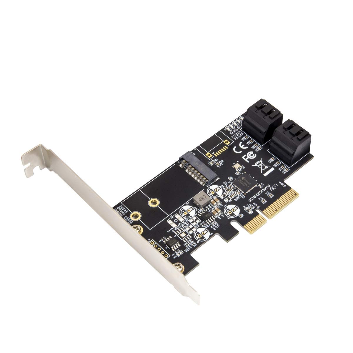 IO Crest SI-PEX40138 Internal 4 Port Non-Raid SATA III 6GB/S with M.2 B-Key 22x42 Pci-E X4 Controller Card for Desktop PC Suppor