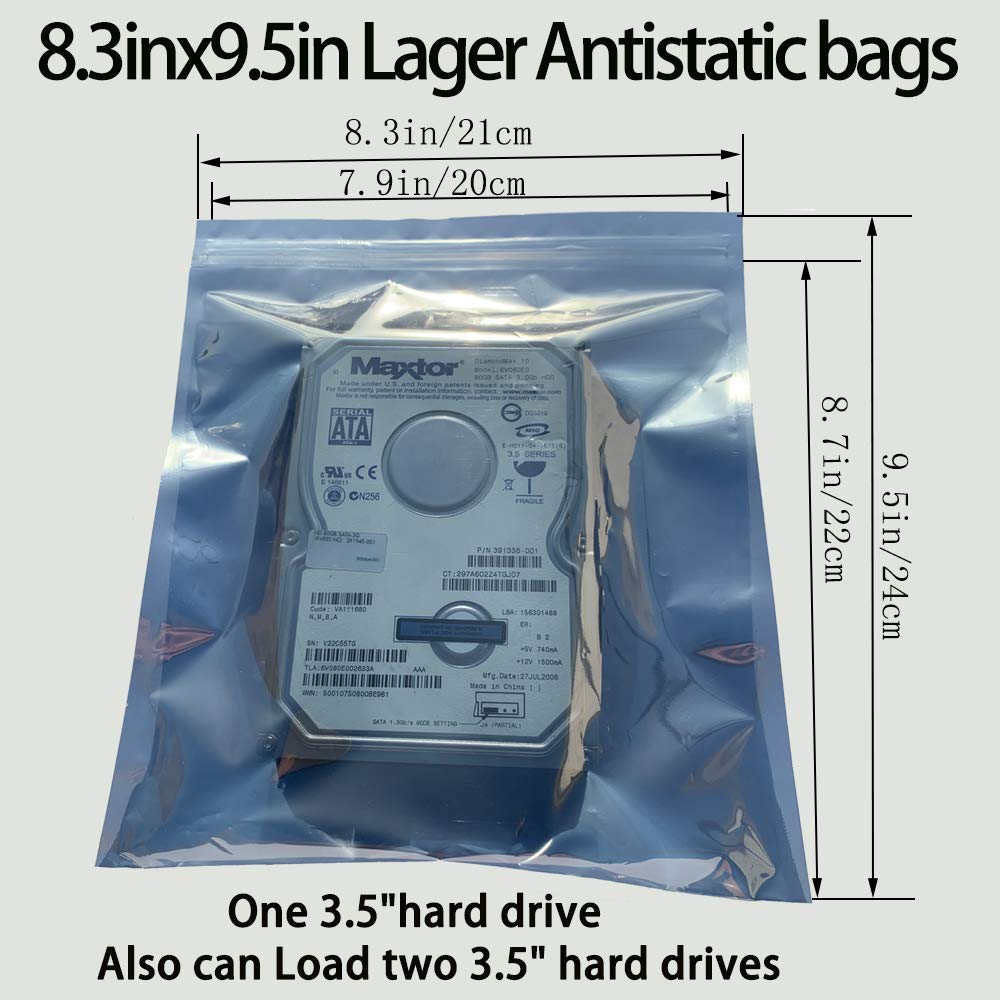 Daarcin Anti Static Bags, 25Pcs Large Resealable Esd Bags 8.26X9.45In/21X24Cm With Labels For Hard Drive Ssd Hdd And Electronic