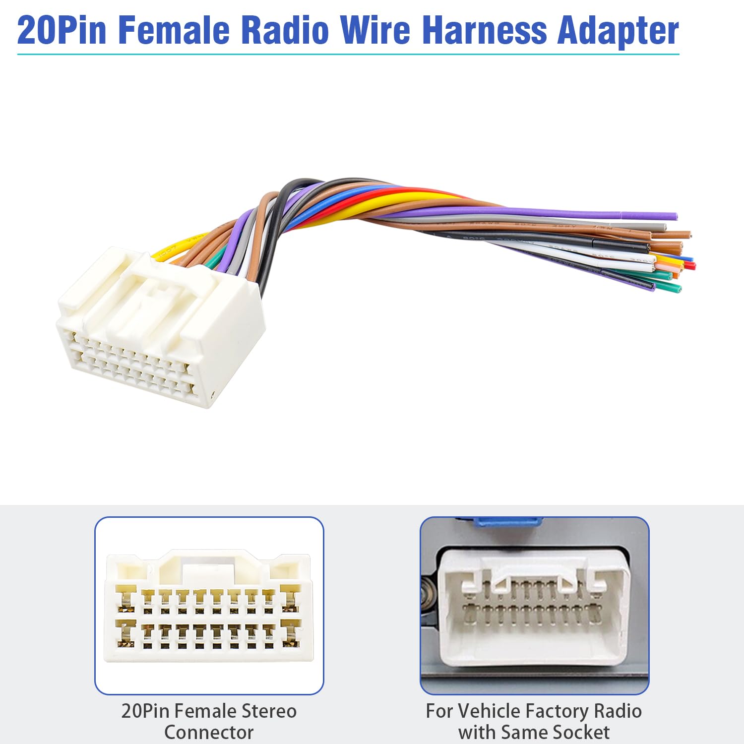 Jayubien Radio Wiring Harness 20Pin Female Connector Replacement For Toyota Lexus 2004 Up With Jbl Amplifier Car Stereo Wire Har