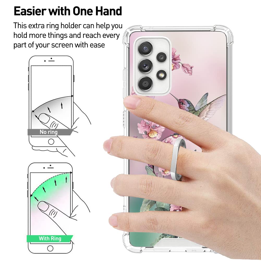 Ook Clear Case Compatible With Samsung Galaxy A52 5G, Pink Hummingbird Pattern Flexible Tpu Shockproof Anti Scratch Bumper Trans