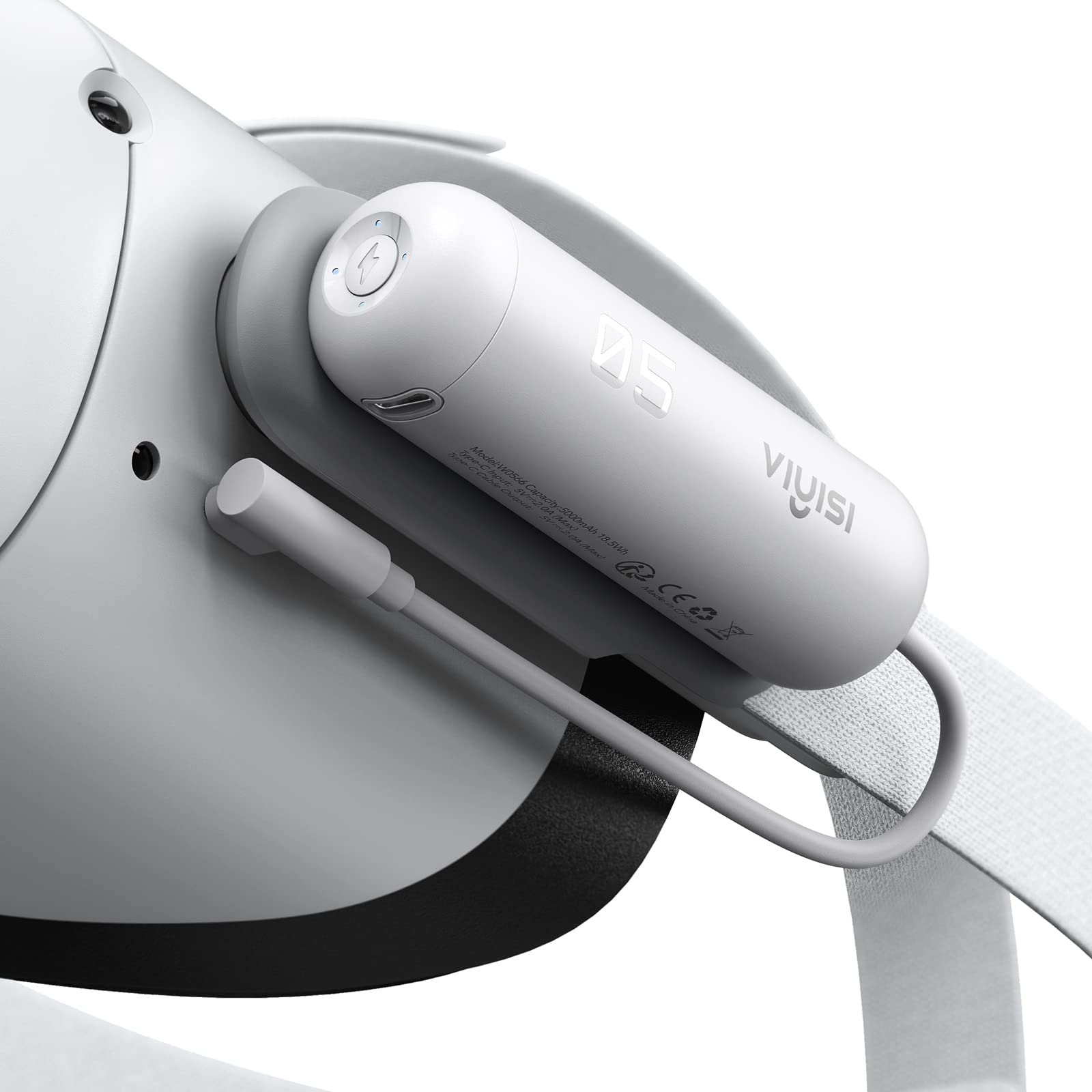 Viyisi Battery Pack For Oculus Quest 2, 5000Mah Portable Charger Accessories For Meta Quest 2 Headset, Power Bank For Vr Quest 2