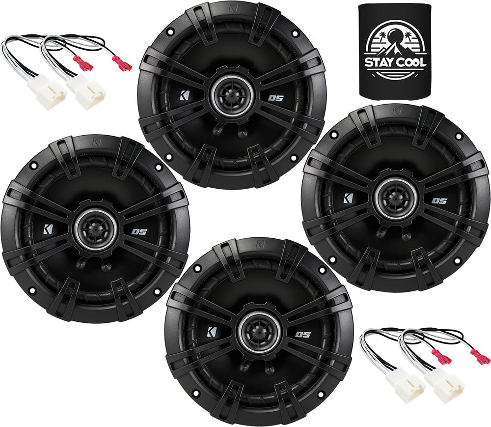 KICKER Front Door & Side Panel Door 6.5 Speakers for Ford Mustang 2015-23 Upgrade Kit - 2 Pairs of DS Series 6 1/2 Inch Coaxial