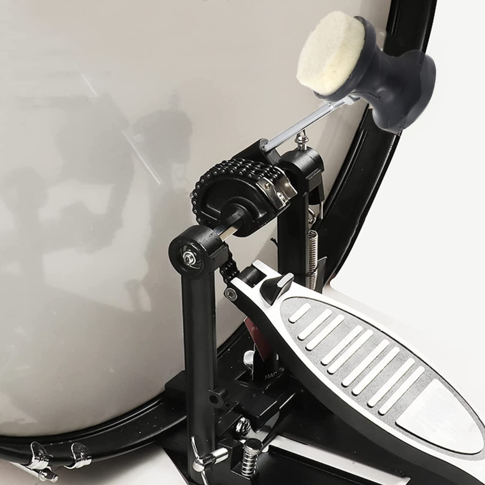 Cheerock 2Pcs Double-Sided Bass Drum Pedal Beater, Double Kick Drum Pedals Beater, Stainless Steel Handle Bass Drum Pedal Beater