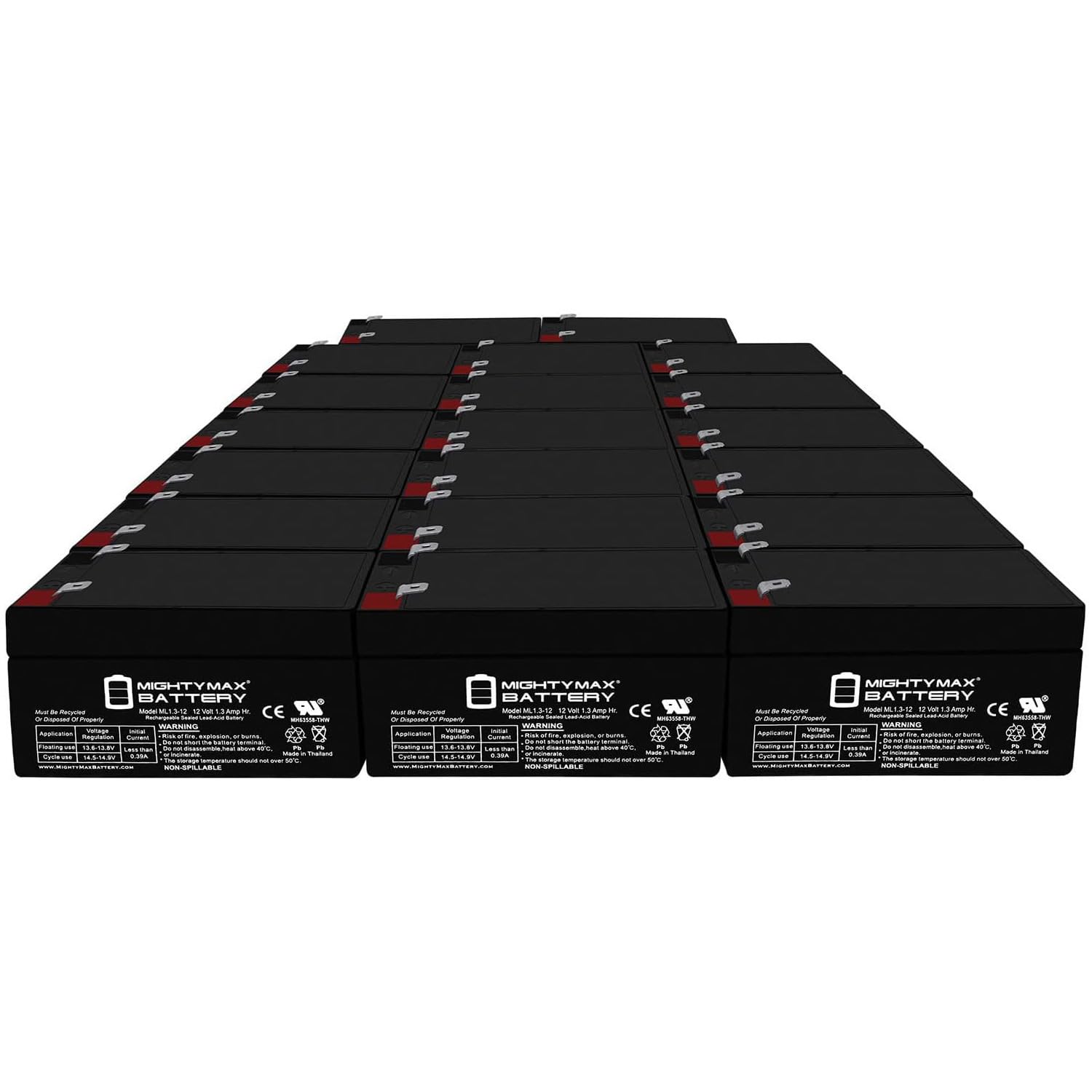 Mighty Max Battery ML1.3-12 - 12 Volt 1.3 AH SLA Battery - Pack of 20