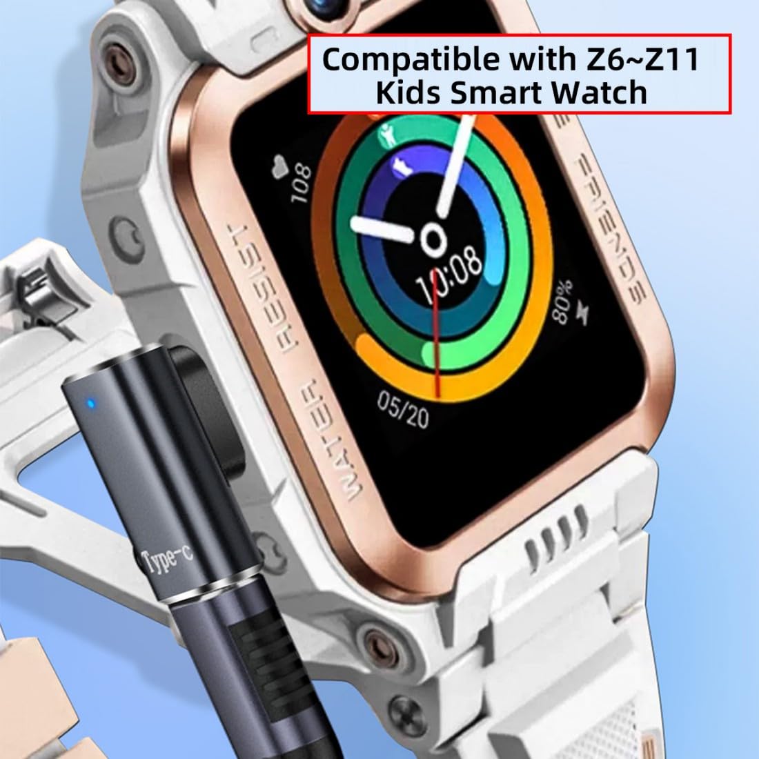 Chenyang 2 Pack Usb C To Pitch 5.0Mm 2Pin Dc 5V/12V Magnetic Smart Watch Charging Adapter For Z6~Z11 Kids Smart Watch