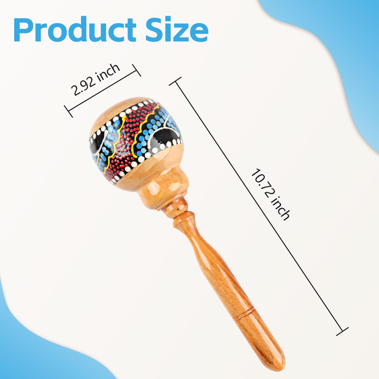 Goghost Large Wooden Maracas For Adults, 10.7 Professional African Hand Percussion Rattles, Handpaint Rumba Shaker Musical Instr
