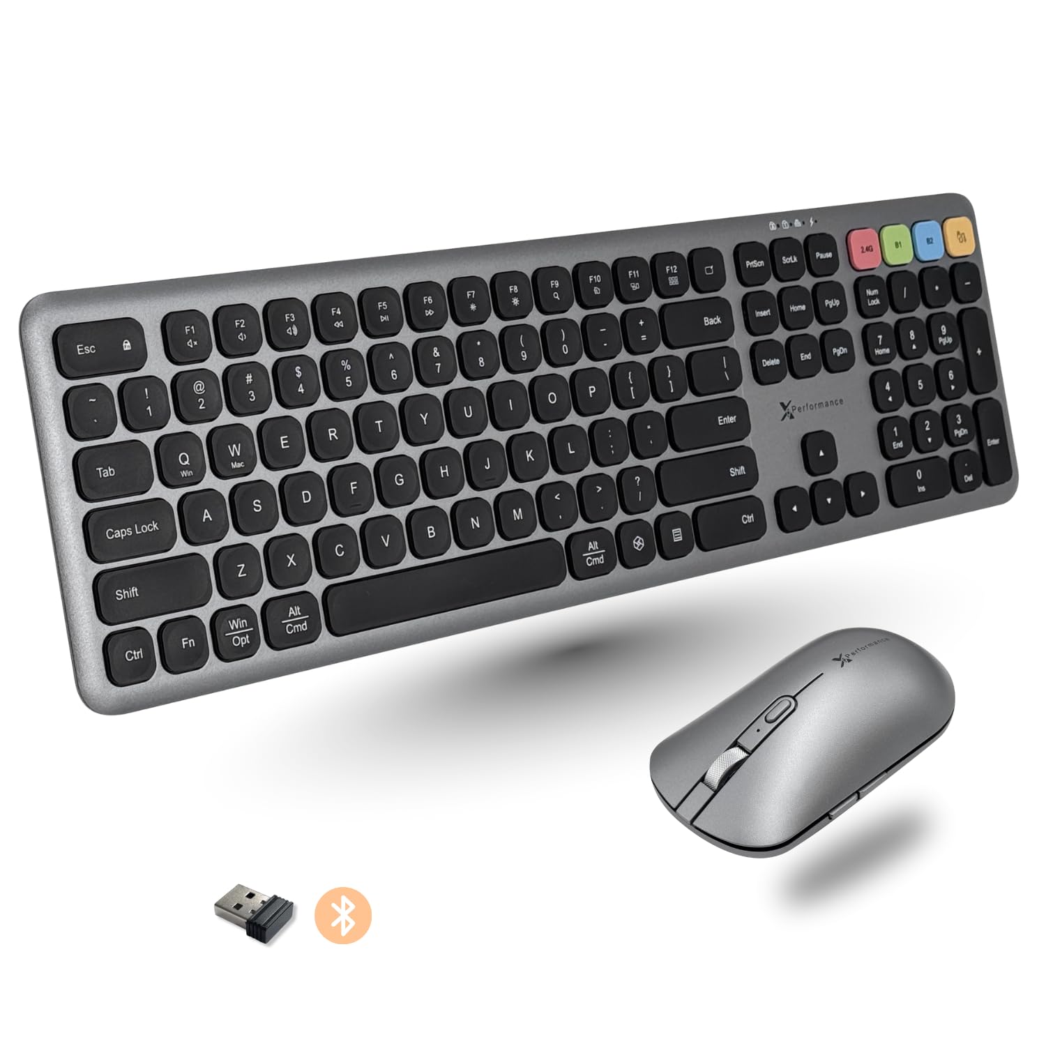 X9 Bluetooth Keyboard and Mouse Combo (Bluetooth, 2.4Ghz, USB C Wired)  Slim Wireless Rechargeable Keyboard and Mouse, MultiDe