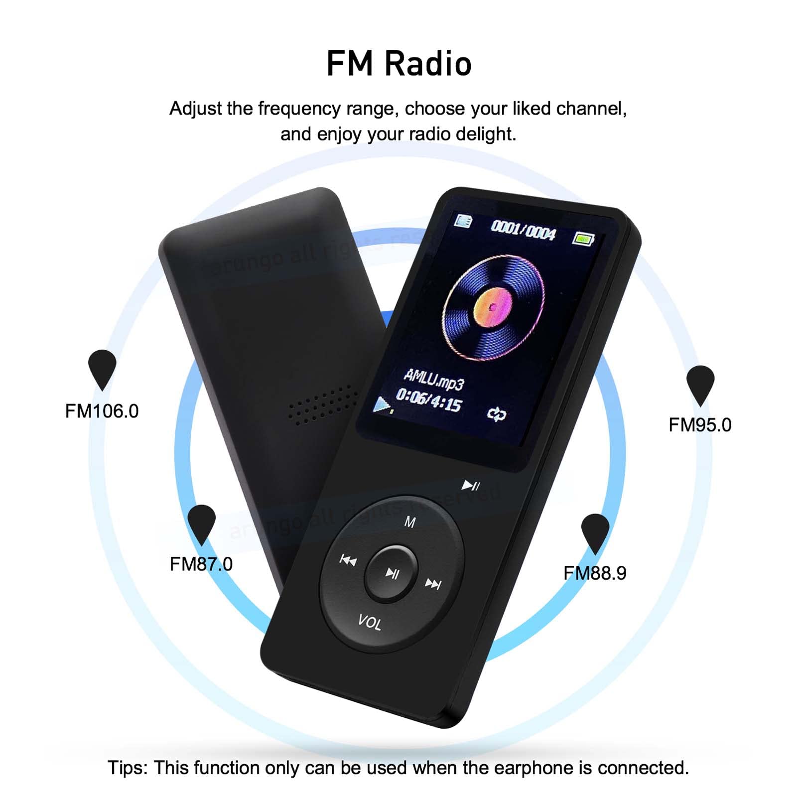 Mp3 Player 128Gb With Speaker Earphone Portable Hifi Lossless Sound Mp3 Mini Music Player Voice Recorder E Book Hd Screen 1.8 In