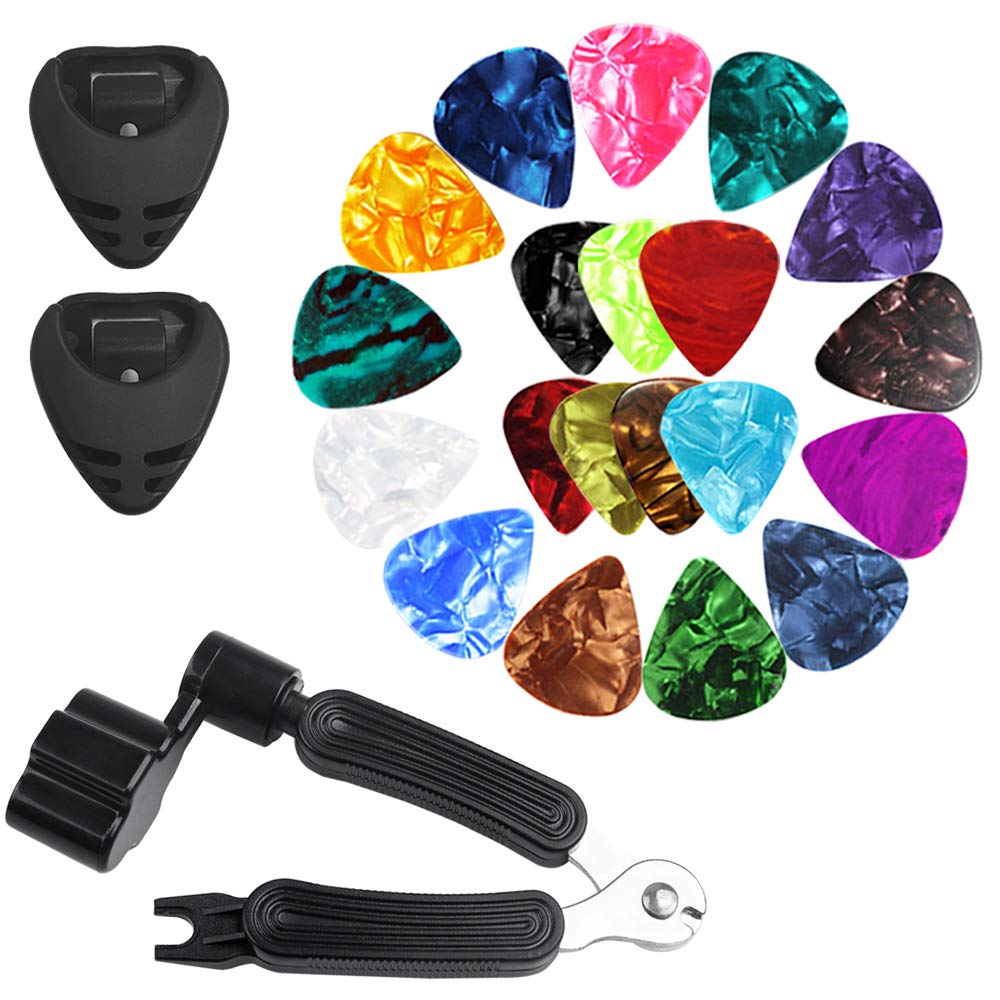 20 Pcs Guitar Picks With 2 Guitar Pick Holders And Guitar String Winder,Maxin Celluloid Guitar Picks With Guitar String Winder 3