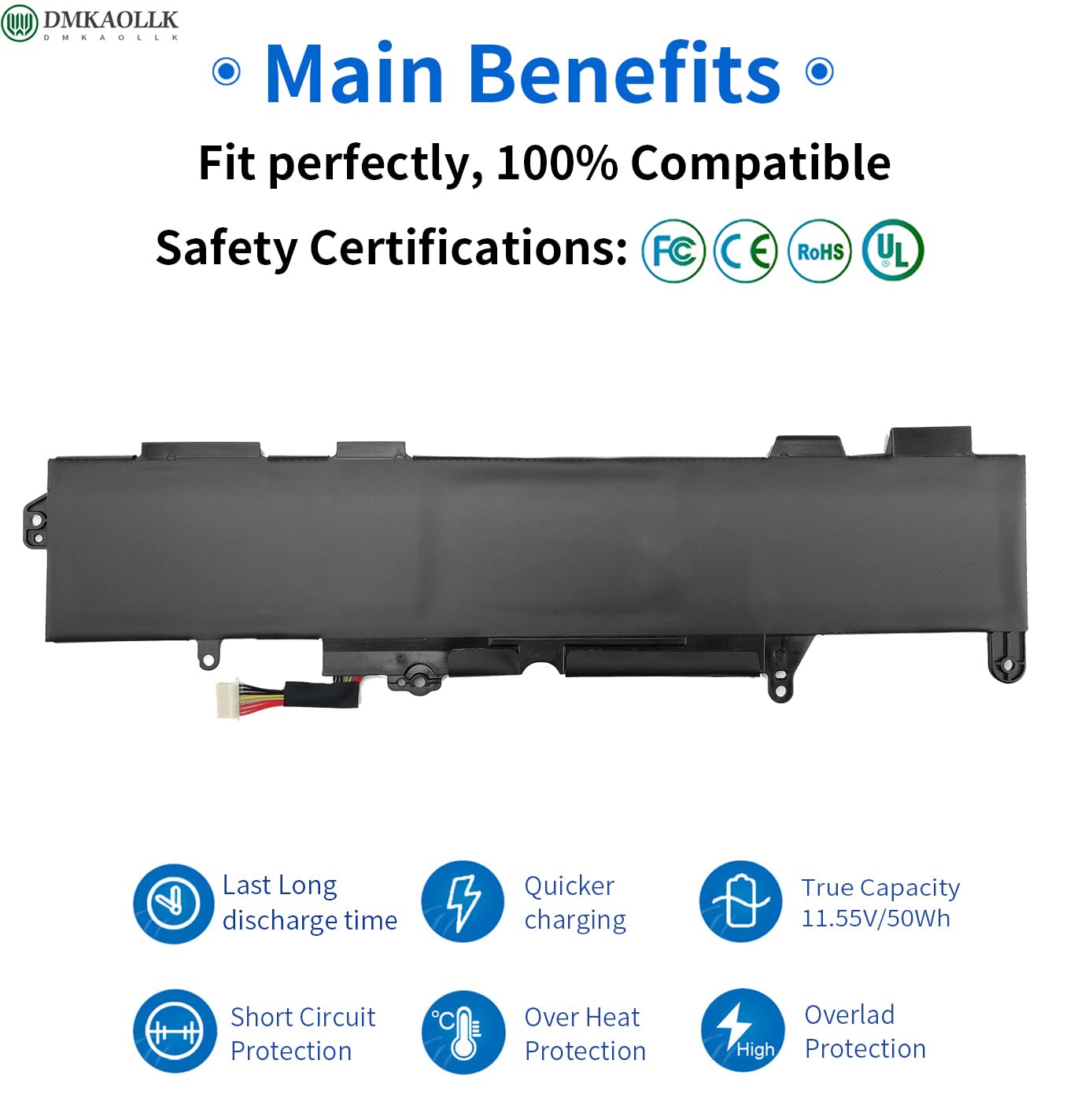 DMKAOLLK SS03XL Laptop Battery for HP EliteBook 840 G5 730 735 740 745 830 846 G5 735 745 830 840 G6 ZBook 14U G5 G6 Li-ion 11.55V 50Wh Black