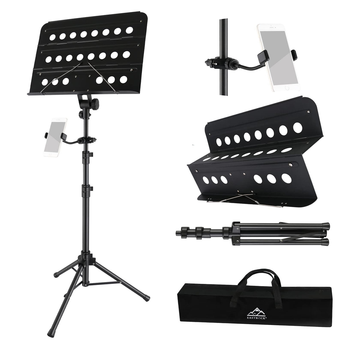 Eastrock Sheet Music Stand Professional With Portable Bag Widened Panel, Thickened Pipe Wall, Lengthened Height Lifting Music St