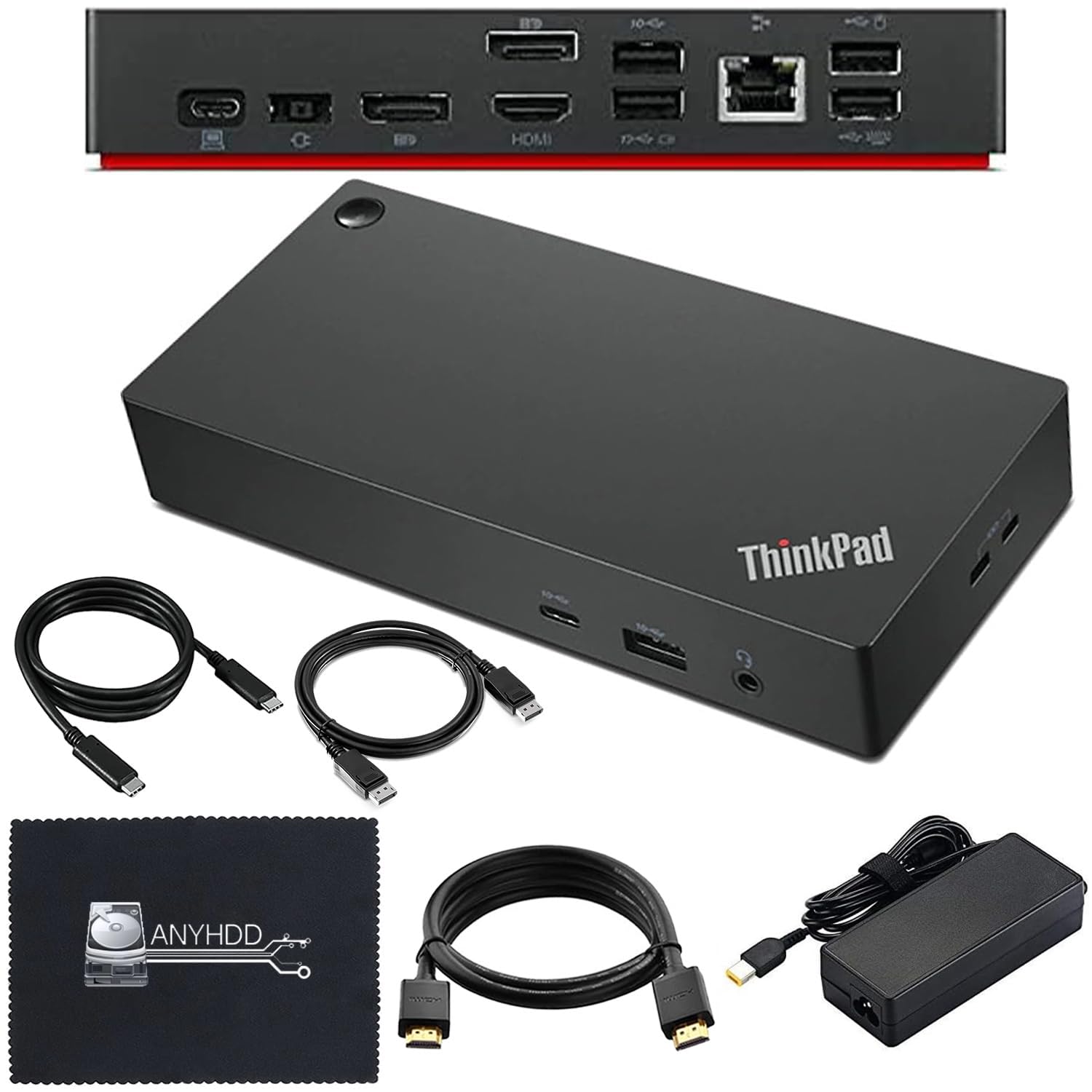40AY0090US Lenovo Thinkpad Docking Station Dual Monitor Bundle - Lenovo Docking Station USB C, Thinkpad Dock with AC Adapter + H
