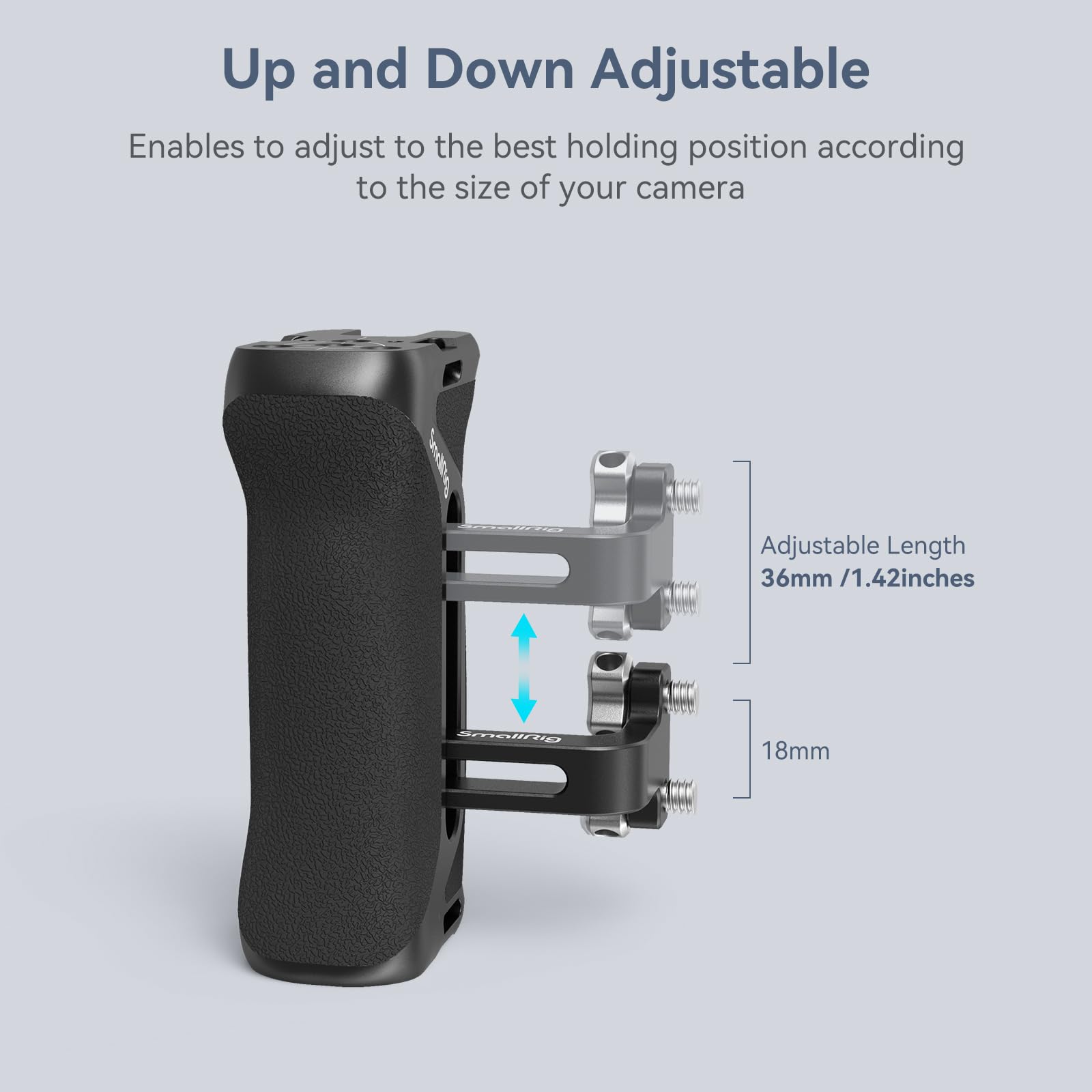 Smallrig Aluminum Side Handle For Camera Cages, Universal Ergonomic Side Handgrip With Bulit-In 1/4-20 Locating Hole, Strap Hole