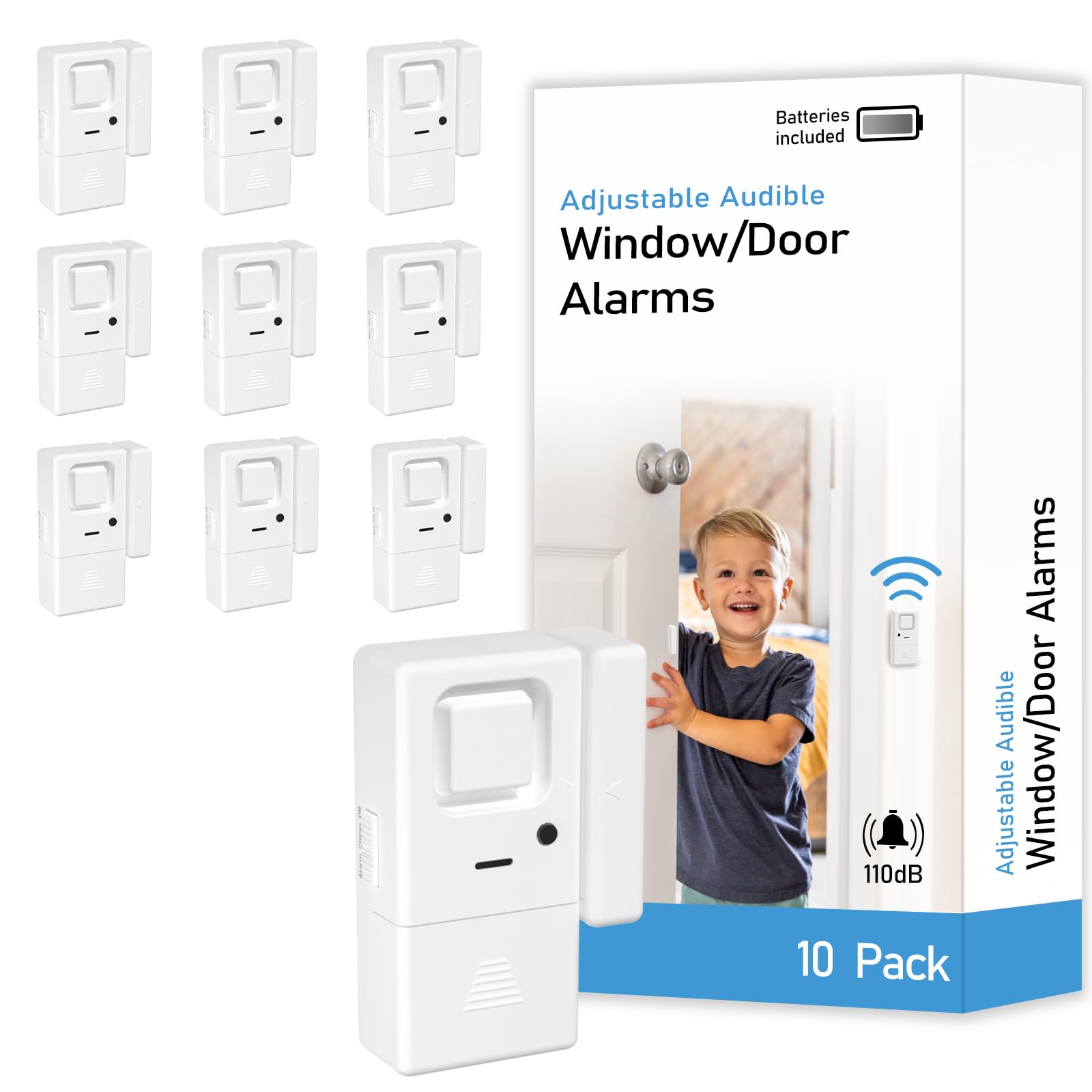 Door Window Alarms  10 Pack   Adjustable Volume, Chime/Alarm, Wireless, Door Window Alarm Sensor For Home Security, Kids Safety,