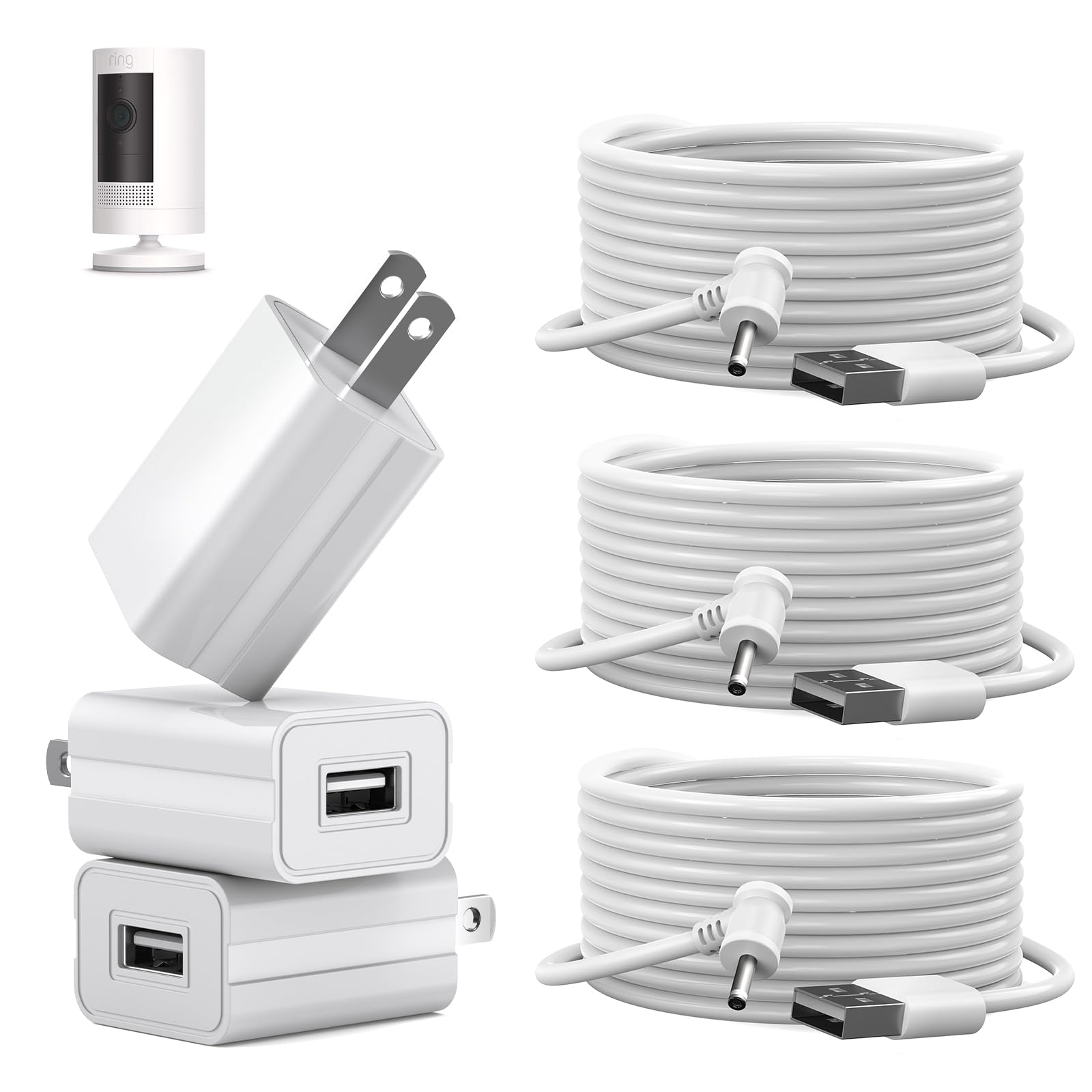 Ayotu 3Pack 16Ft Camera Charge Cable For Stick Up Cam Battery/Plug In 3Rd Gen/2Nd Gen, Power Adapter Continuous Charging With We