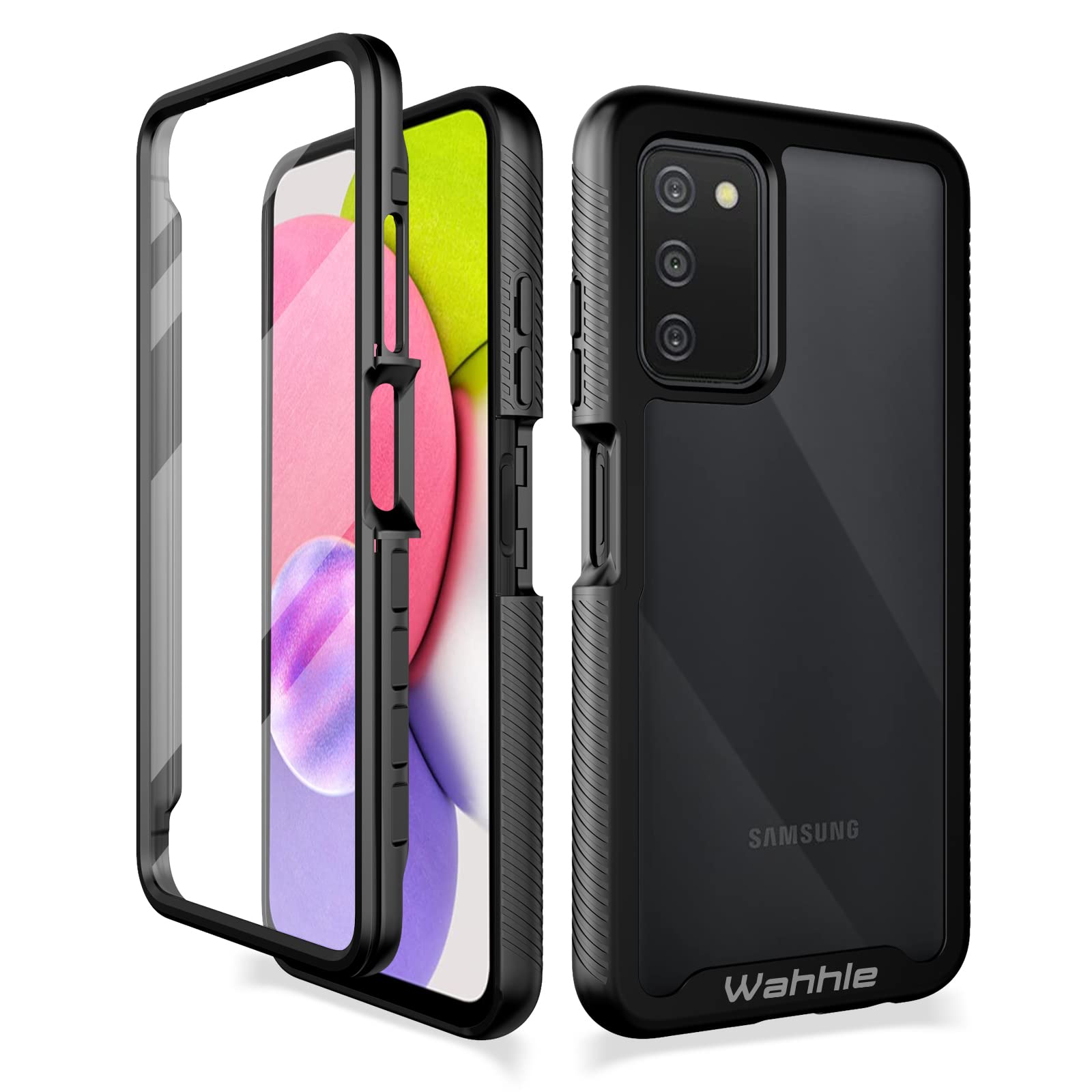 Wahhle Compatible With Samsung Galaxy A03S Case, Built In Screen Protector Full Body Shockproof Slim Fit Bumper Protective Phone
