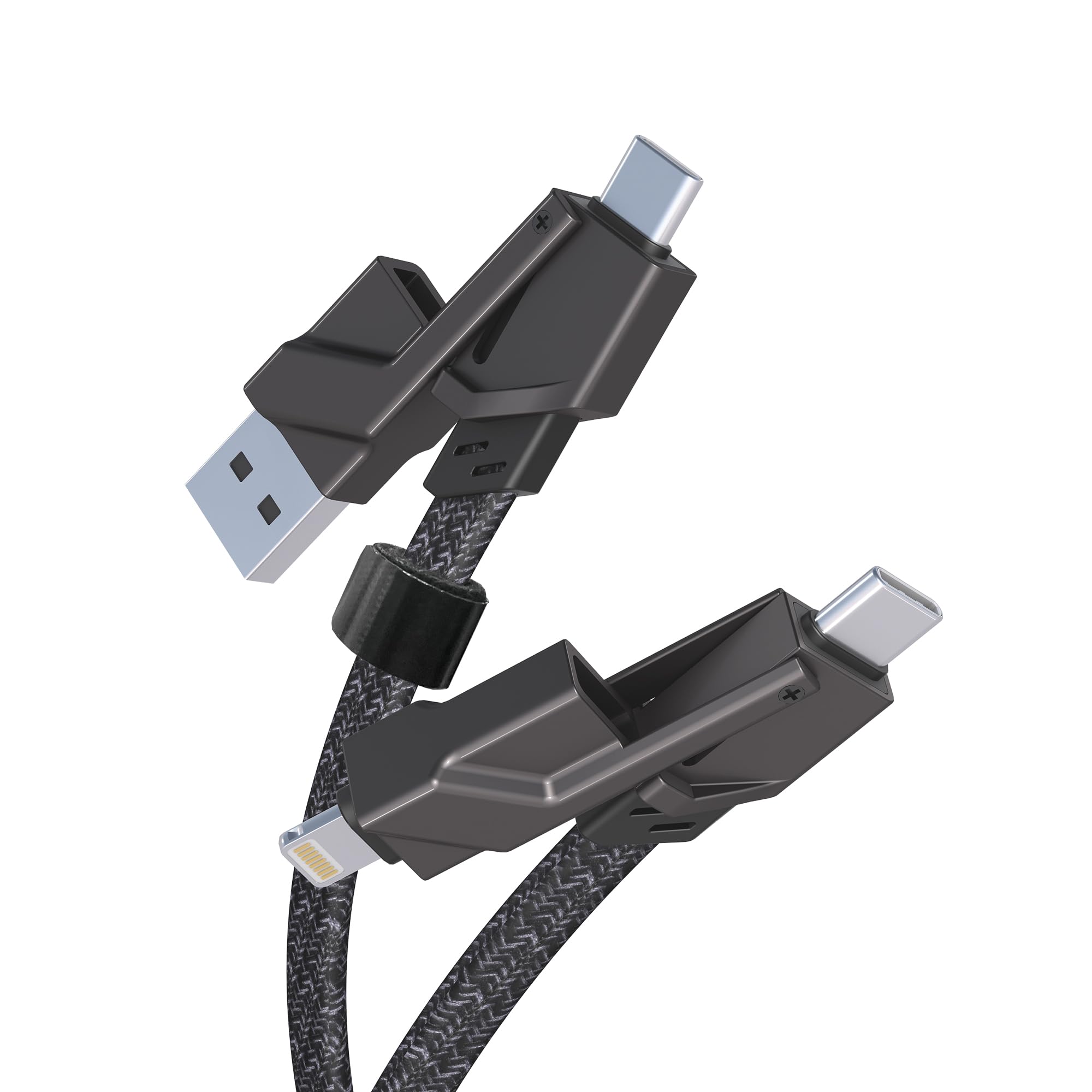 4 In 1 Usb C Cable Lightning Cable 10Ft [60W Fast Charging & Data Sync & Mfi Certified] Flat Braided Apple Car Play Cord & Android Auto Usb C Cable Fast Charging For Macbook, Ipad, Iphone, Samsung