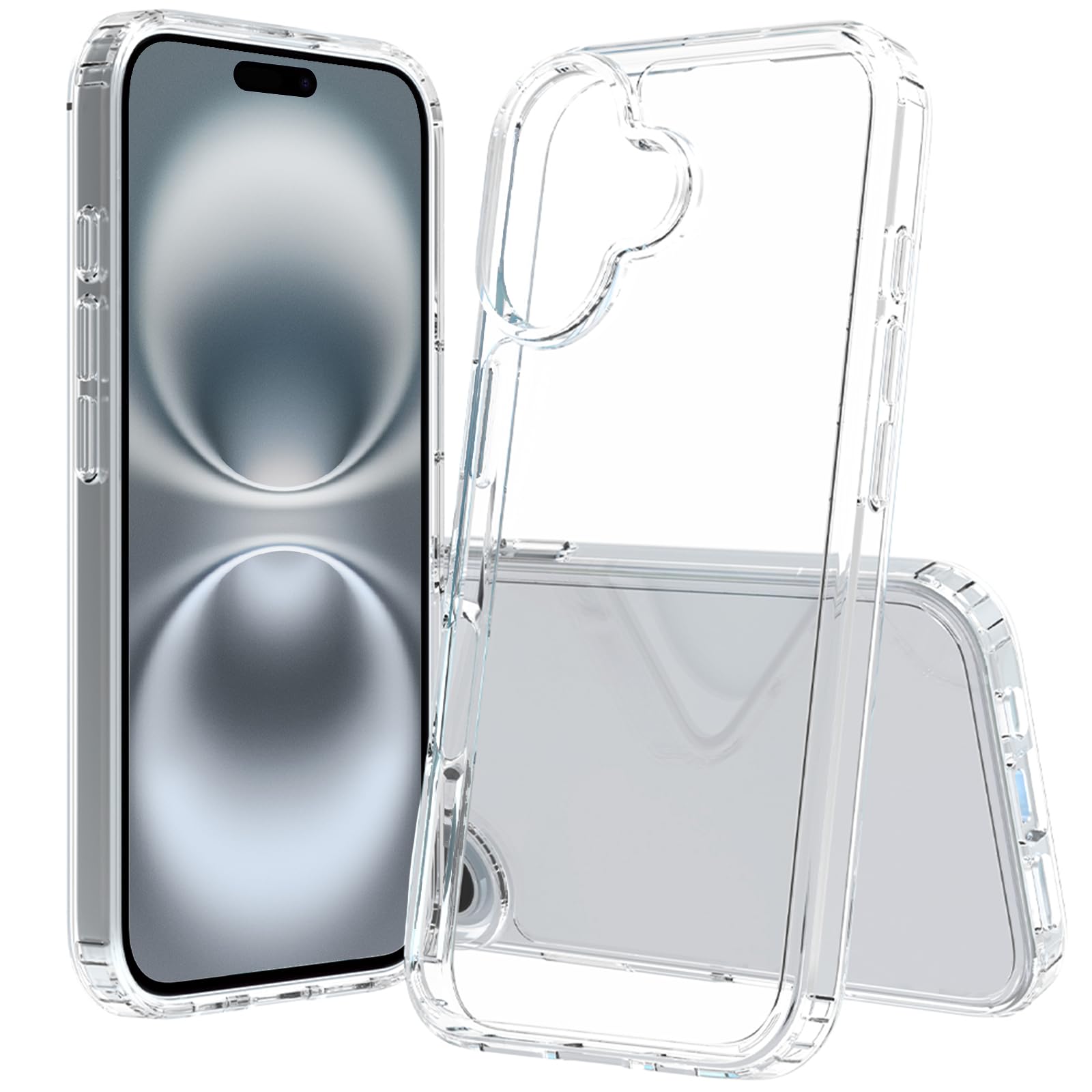 Pinlisheng Crystal Clear For Iphone 16 Case [Military Grade Protection] Shockproof Protective Hard Back Slim Iphone 16 Phone Cas