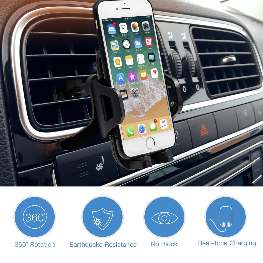 Sonkir Car Phone Mount, Dashboard & Windshield Cell Phone Holder Stand With One Touch Design 360 Rotation For All Smartphones