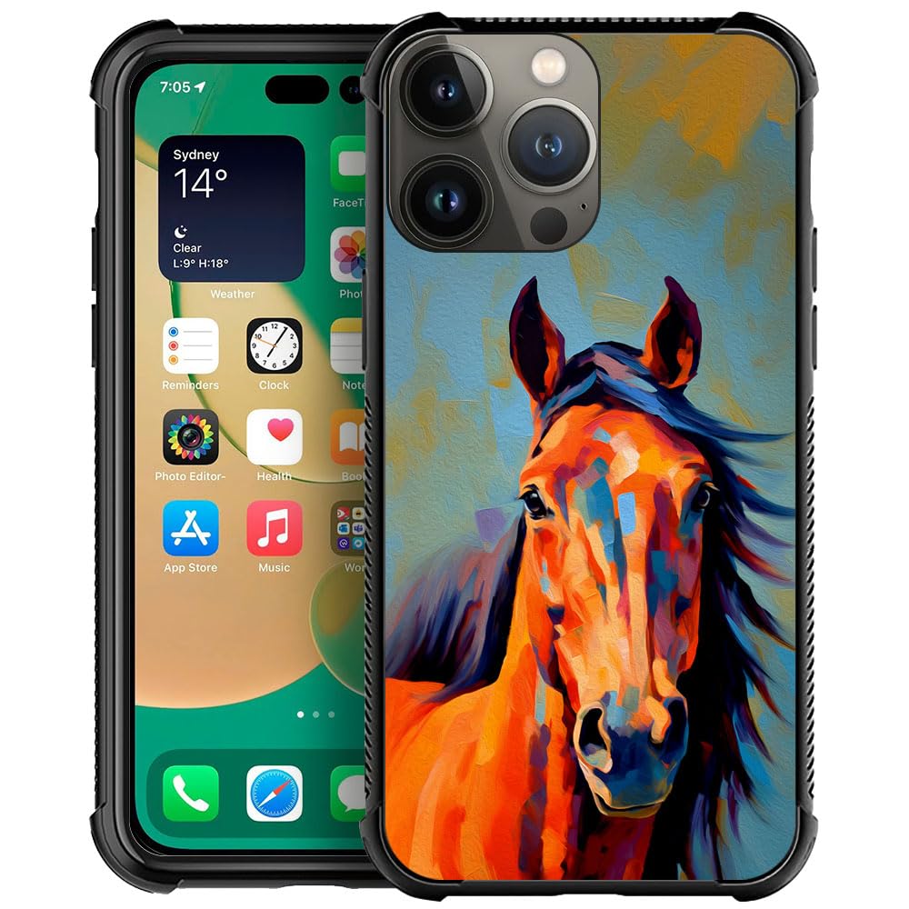 CARLOCA iPhone 13 Case Colorful Horse Graphic Shockproof Anti-Scratch Polycarbonate