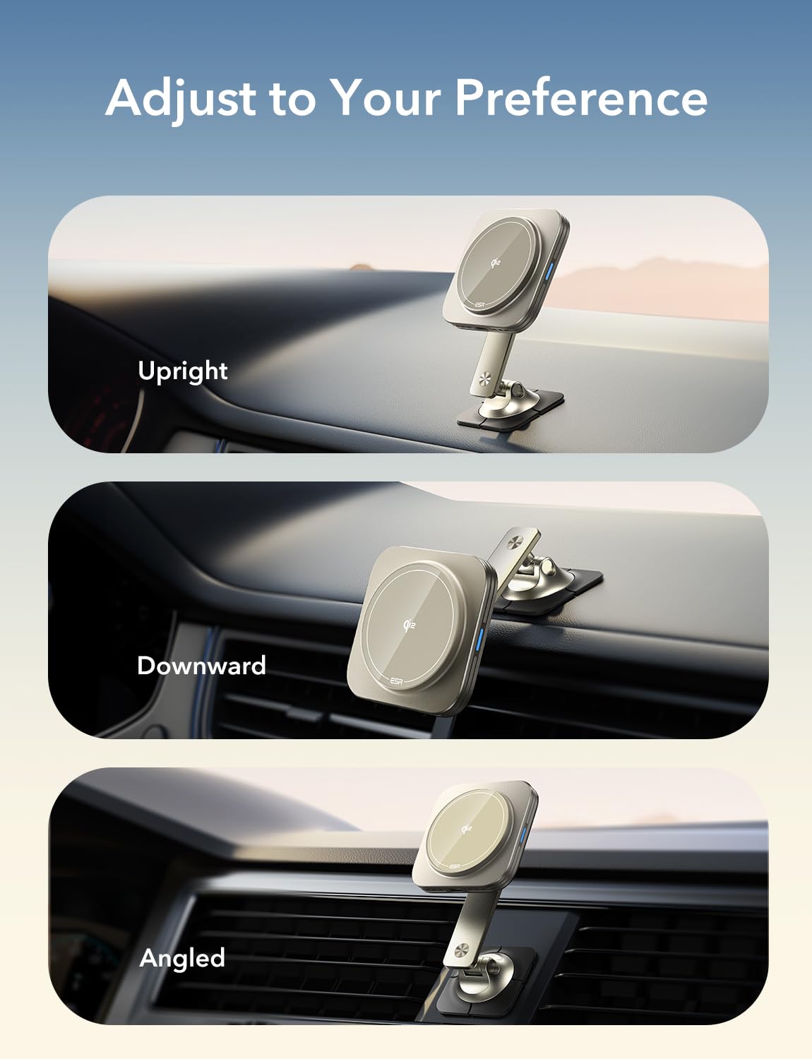 Esr For Qi2 15W Magsafe Car Mount Charger, Qi2-Certified Universal Dashboard/Tesla Magsafe Car Charger, Magnetic Wireless Chargi