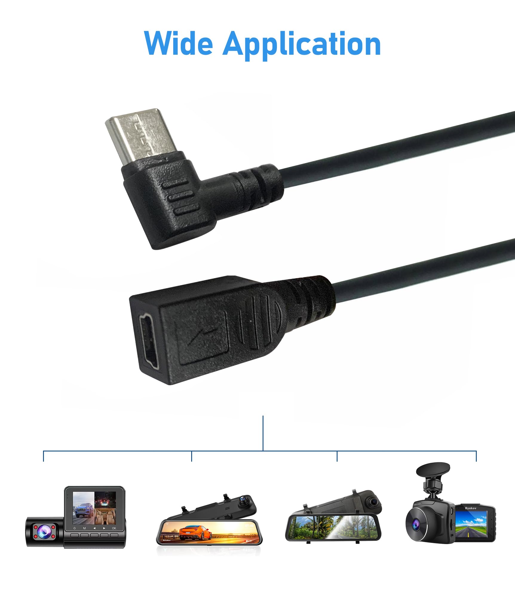 Qamcbulc Mini Usb Female To Usb Type C Male Cable,90 Degree Usb C Male To Mini Usb Female Adapter Converter For Mini Dash Cam Ha
