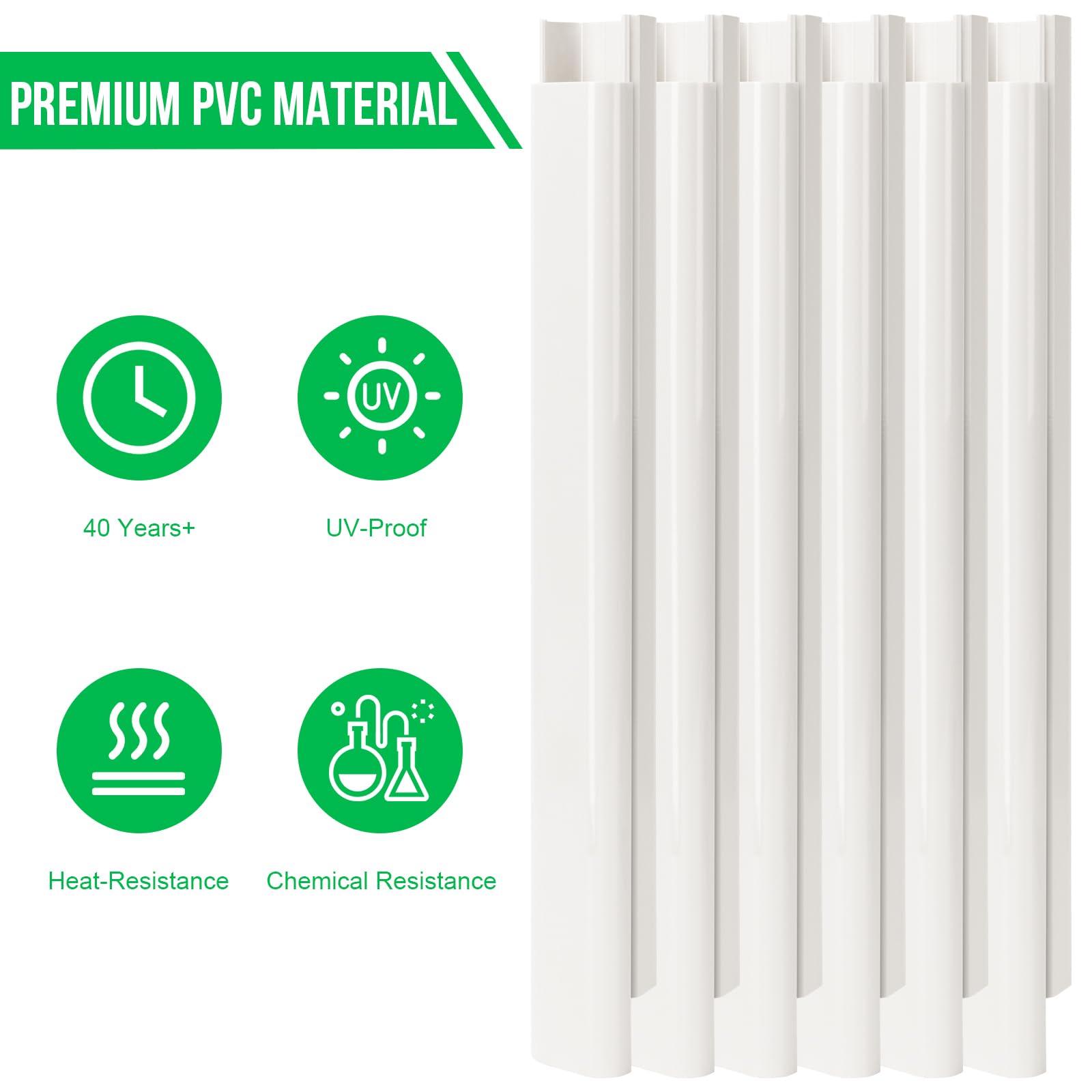 Kerykwan 3'' W 22.5Ft L Mini Split Ac Line Cover Kit Decorative Pvc Tubing Pipe Cover Set For Center Air Conditioner&Heat Pumps