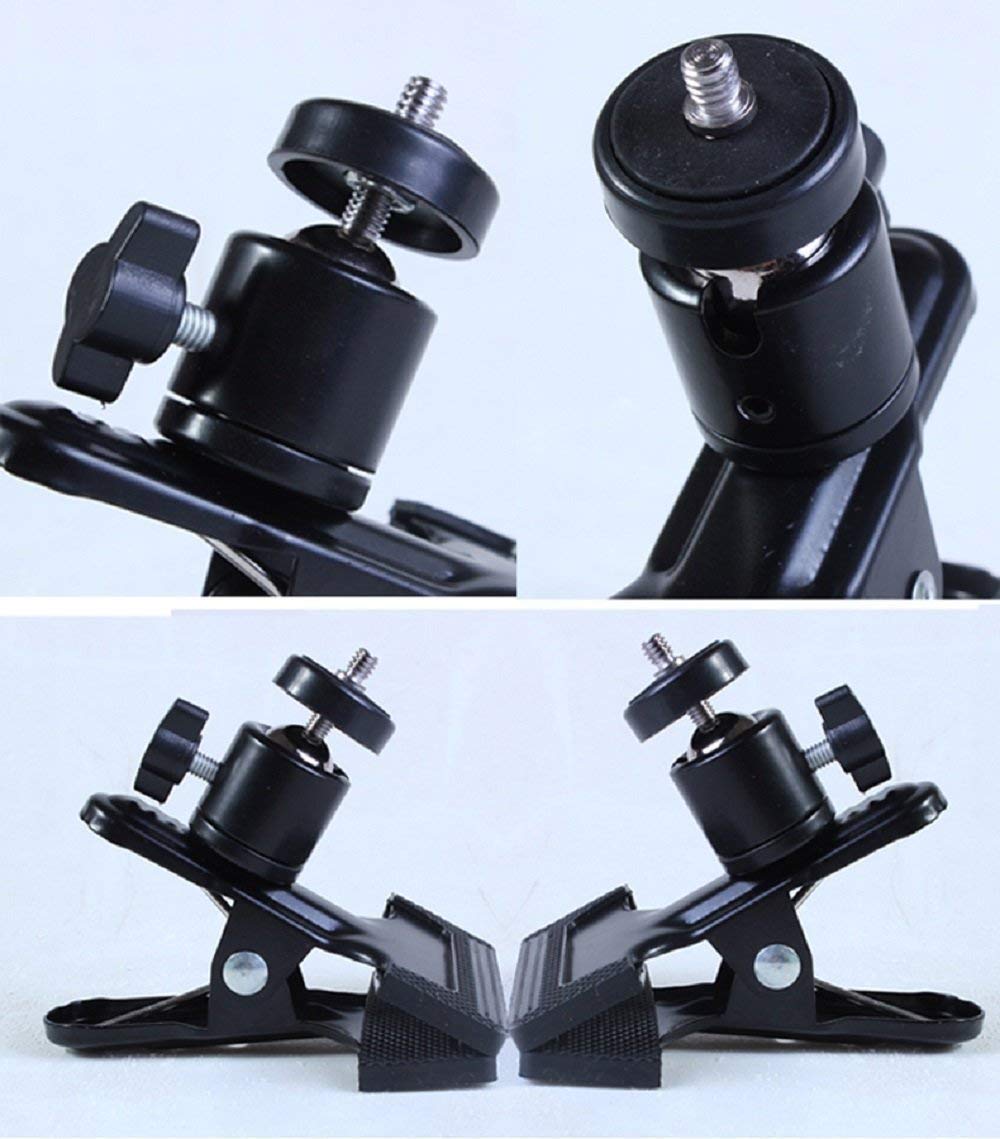 SLOW DOLPHIN Tripod Clip Clamp Mount SD-1000 360 Swivel Mini Ball Head 1/4" Screw for Studio Camera Aluminum Black