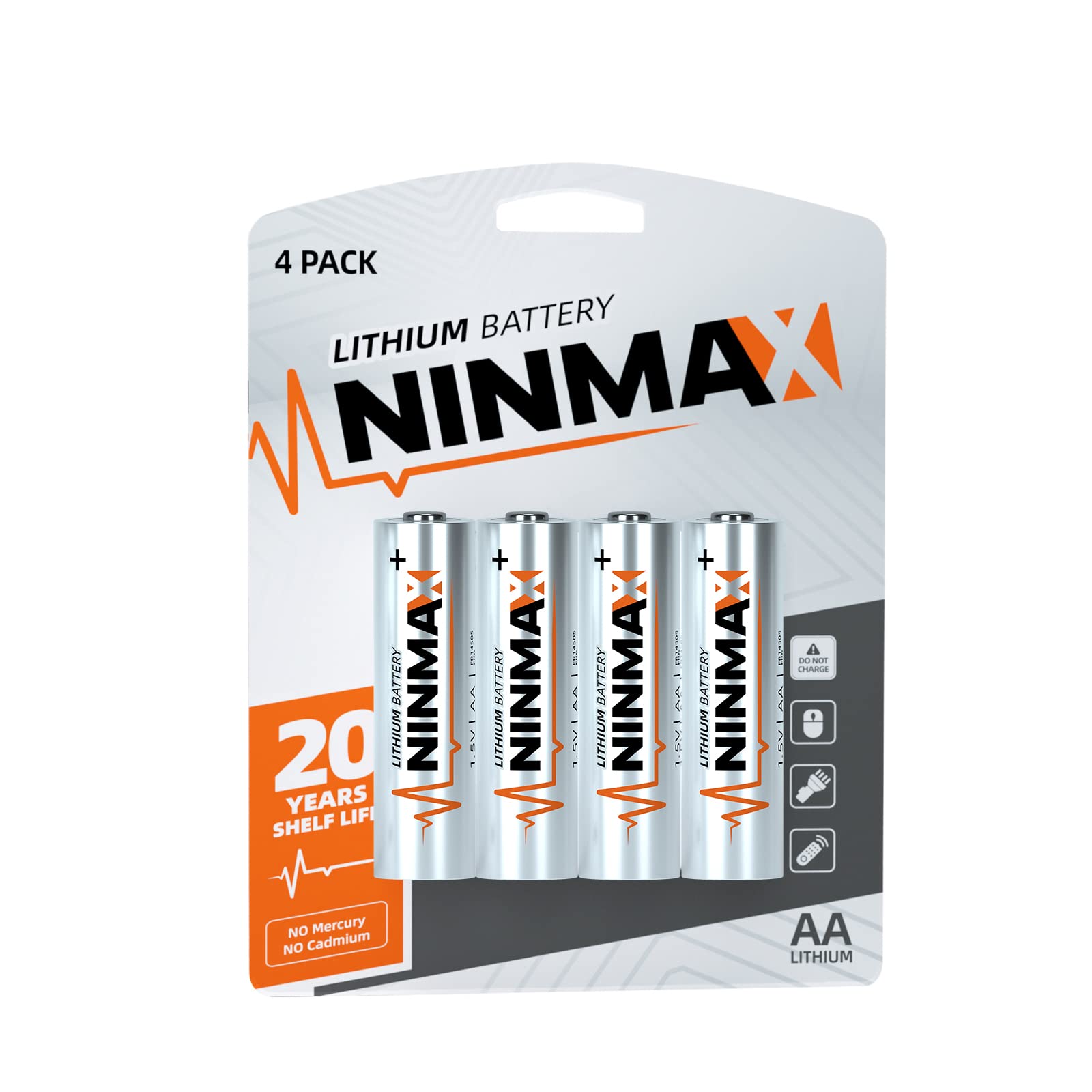 Ninmax Lithium Aa Batteries 3500Mah, 4 Pack 1.5V Longest Lasting Double A Battery For High Tech Devices?Non Rechargeable? New Up
