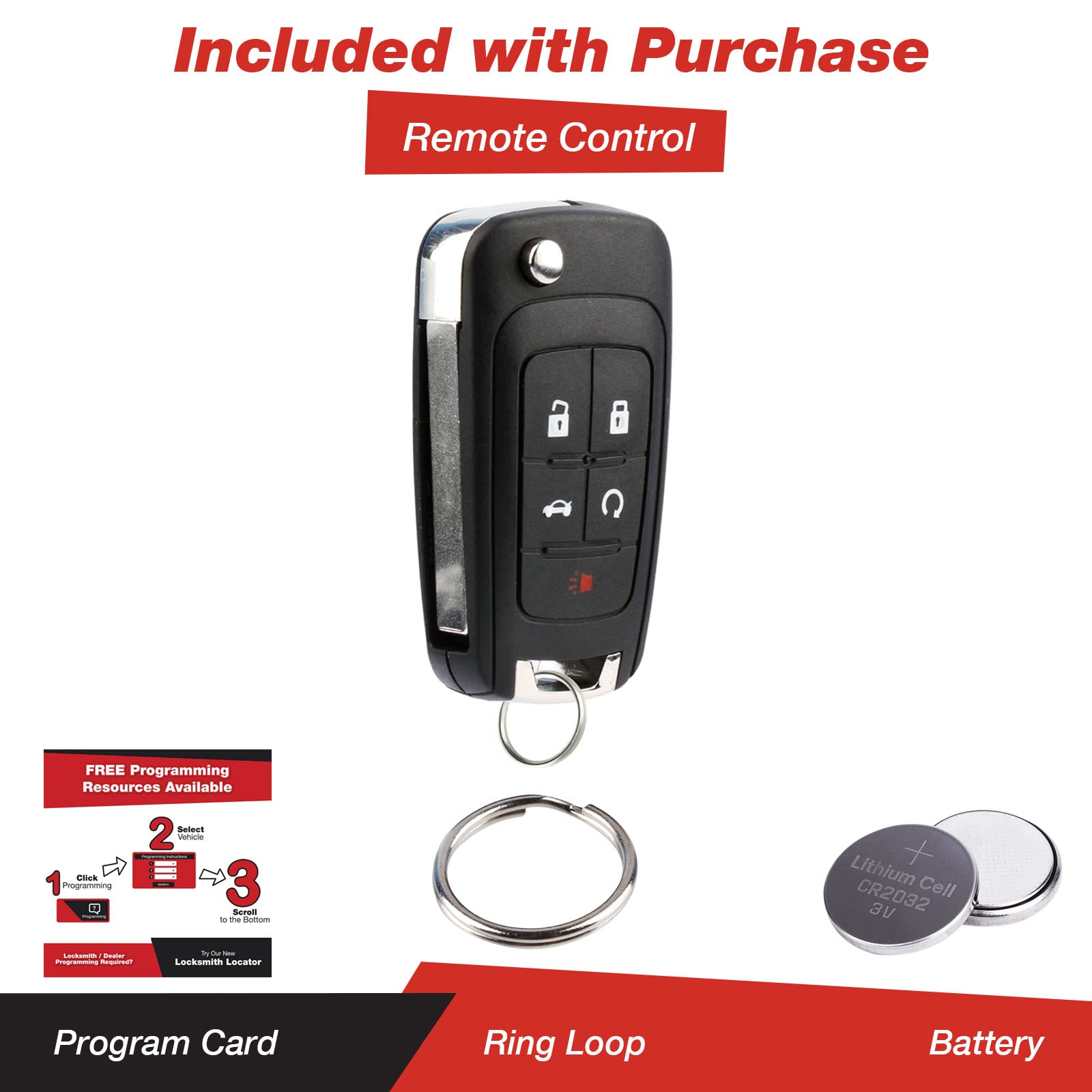 Keylessoption Flip Remote Key Fob 5Btn Remote Start For Gm (Oht01060512)