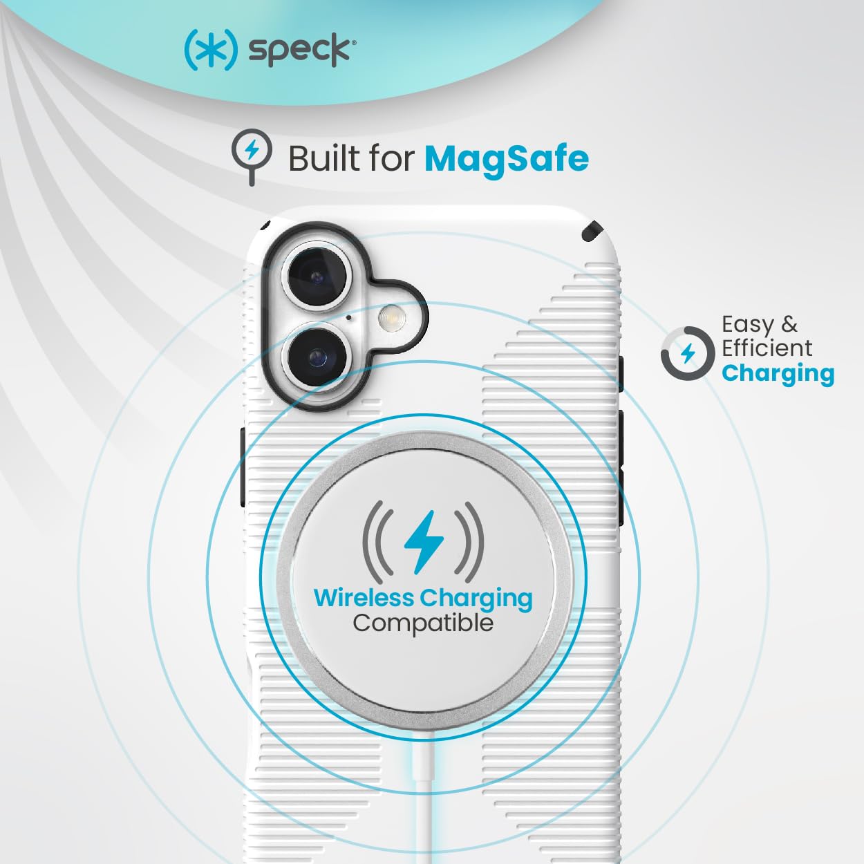 Speck Iphone 16 Case   Iphone 16 Case For Women, And Men   Candyshell Grip Case Iphone 16 Phone Case Slim Magsafe   White/Black