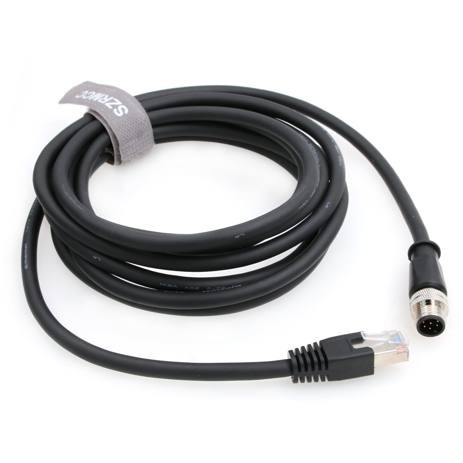 Szrmcc M12 A Code 8 Pin Male To Rj45 Ethernet Cable Cat6 Gigabit Shielded Waterproof Sensor Actuator Network Cable For Cognex In Sight 7000 Dmr 300 Industrial Camera Vision Sensors (Black 10M)