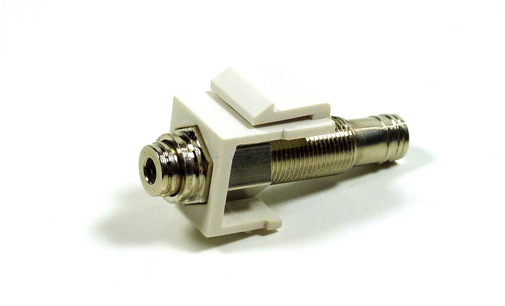 Philmore Snap In 1/8'' 3.5Mm Trrs 4 Pole Conductor White Keystone Female Jack In Line Modular Coupler For Wall Plate; 45 778